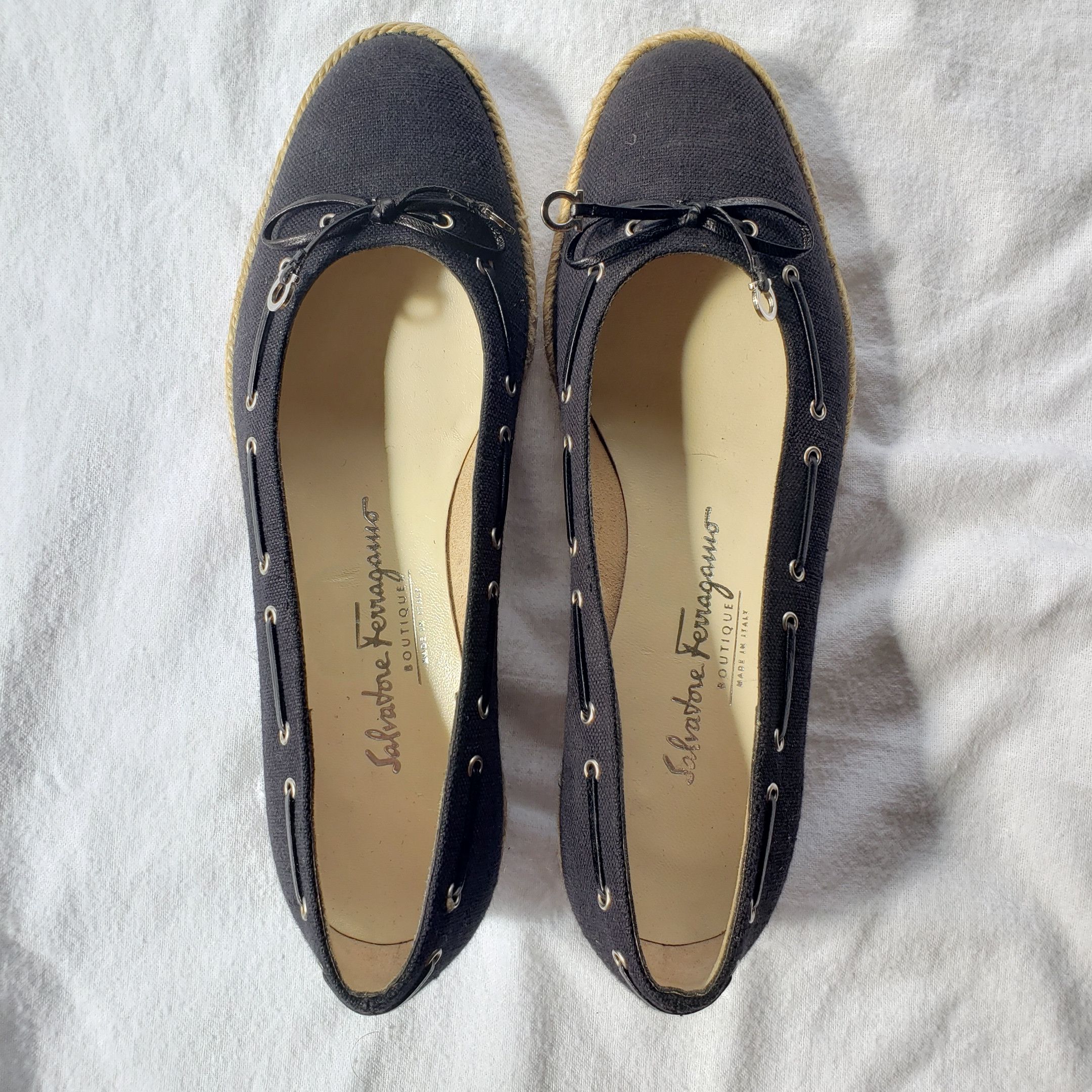 Salvatore Ferragamo Salvatore Ferragamo Black Canvas Espadrilles Ballet Flats Size US 6 / IT 36 - 7 Thumbnail