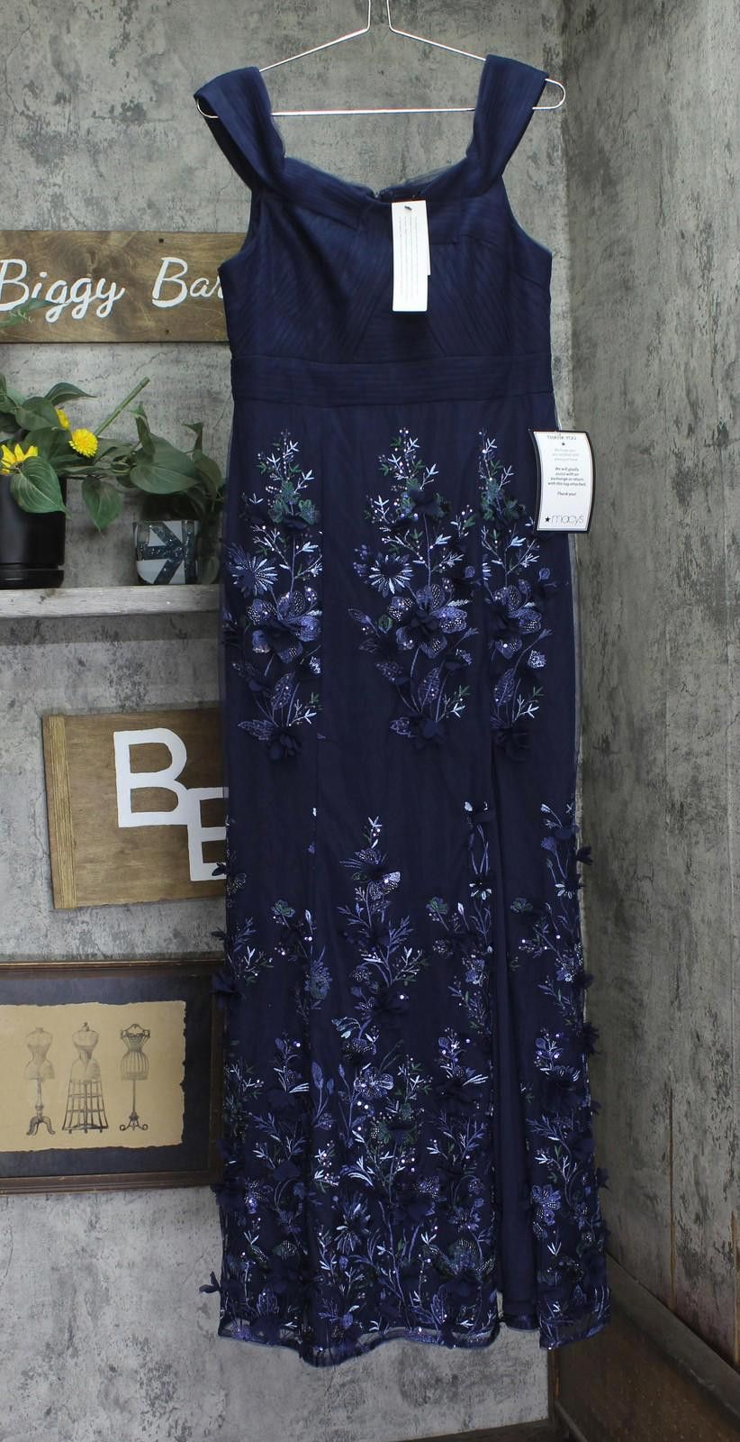 Other Nwt Aidan Mattox By Adrianna Papell Gown Dress Navy Blue 10 | Grailed