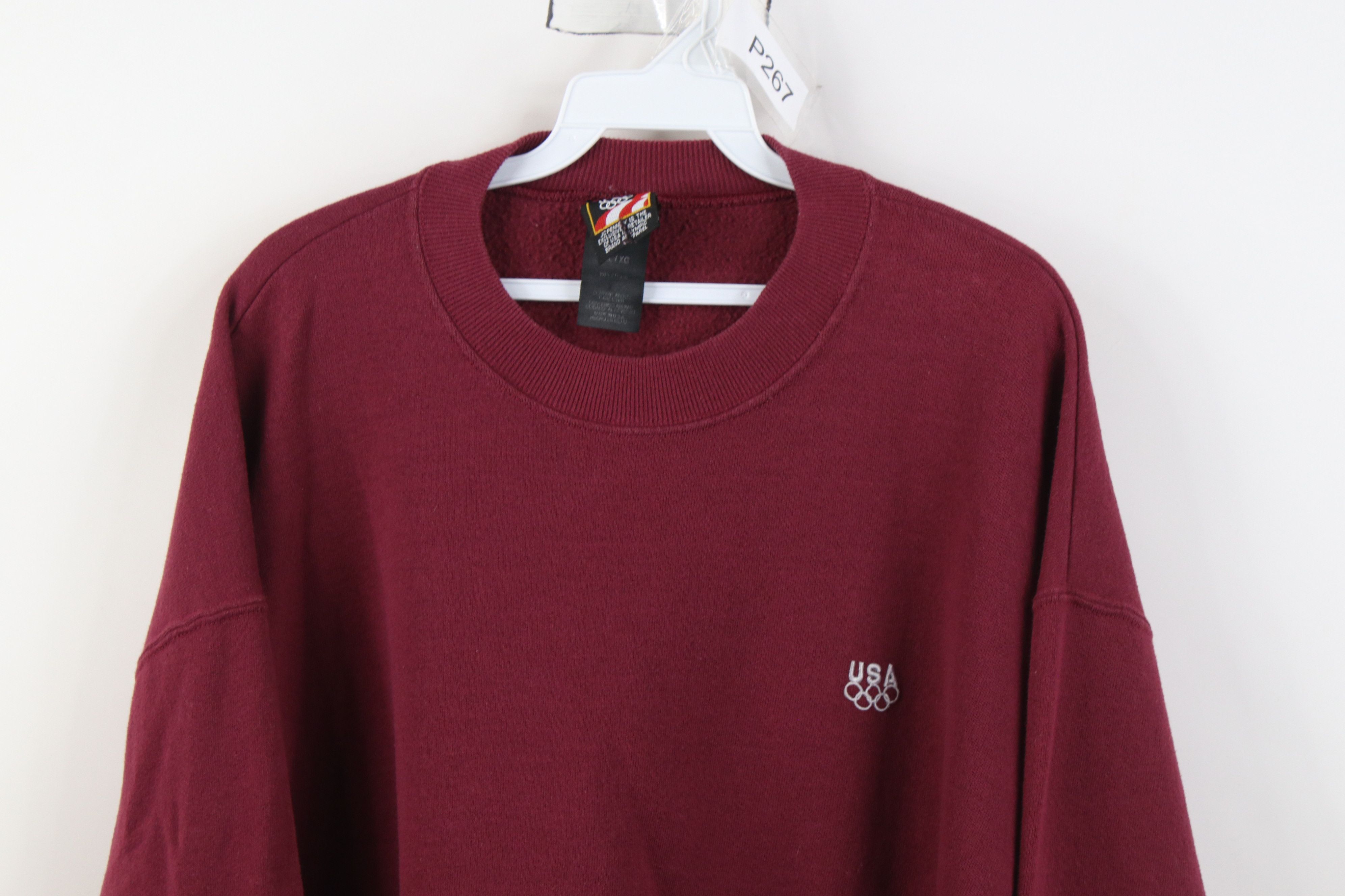 Vintage Vintage 90s USA Olympics Crewneck Sweatshirt Burgundy USA Size US XL / EU 56 / 4 - 2 Thumbnail
