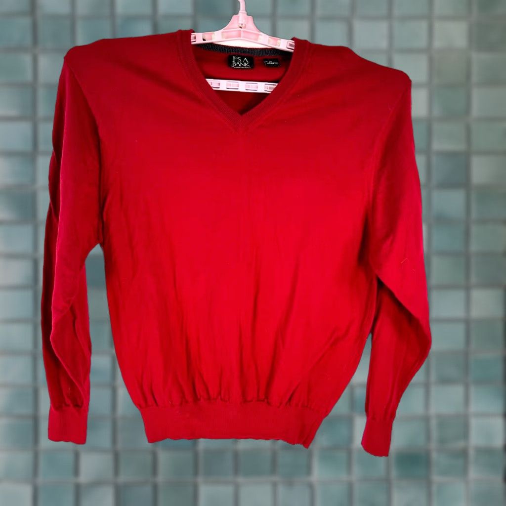 Jos. A. Bank Jos A. Bank Signature Collection Sweater Mens Red Merino Wool Pullover XL V-Neck 100% Wool Casual Classic Knit Pullover Mens XL Red Size US XL / EU 56 / 4 - 1 Thumbnail