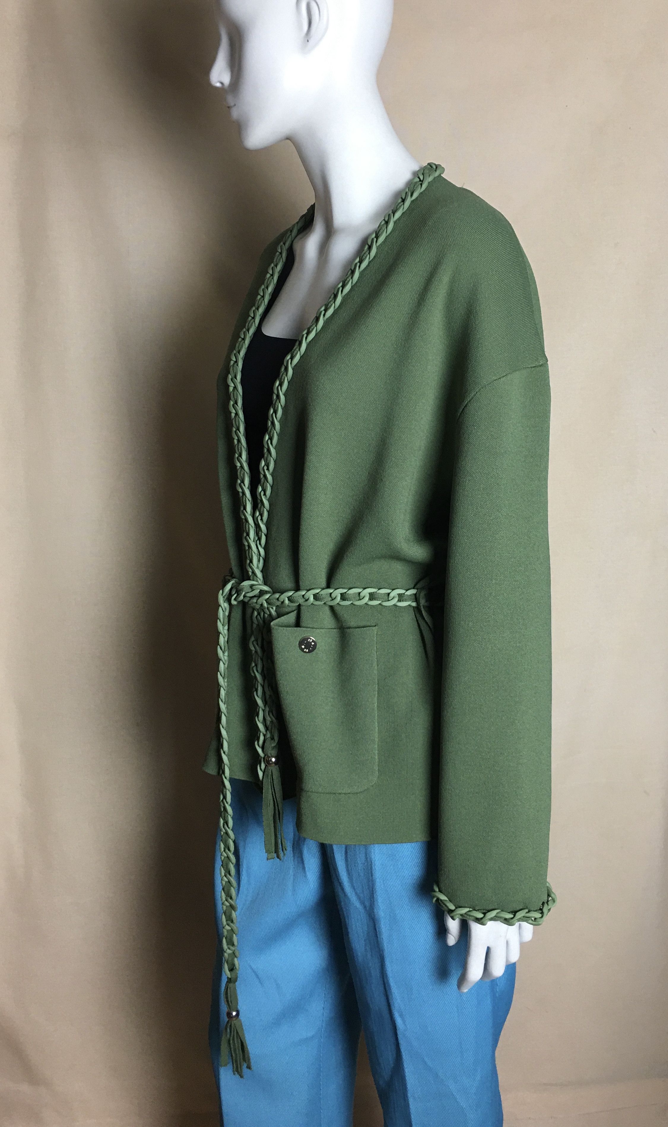 Maje Maje Green Cardigan with Braided Trim Size 3/L Size L / US 10 / IT 46 - 7 Thumbnail