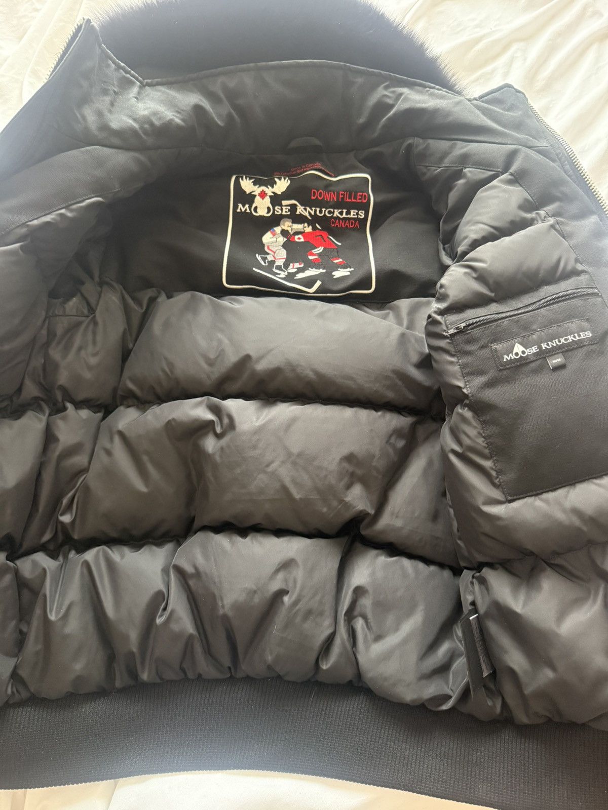 Moose Knuckles ORIGINAL BALLISTIC SHEARLING TRIM BOMBER JACKET Size US M / EU 48-50 / 2 - 5 Thumbnail