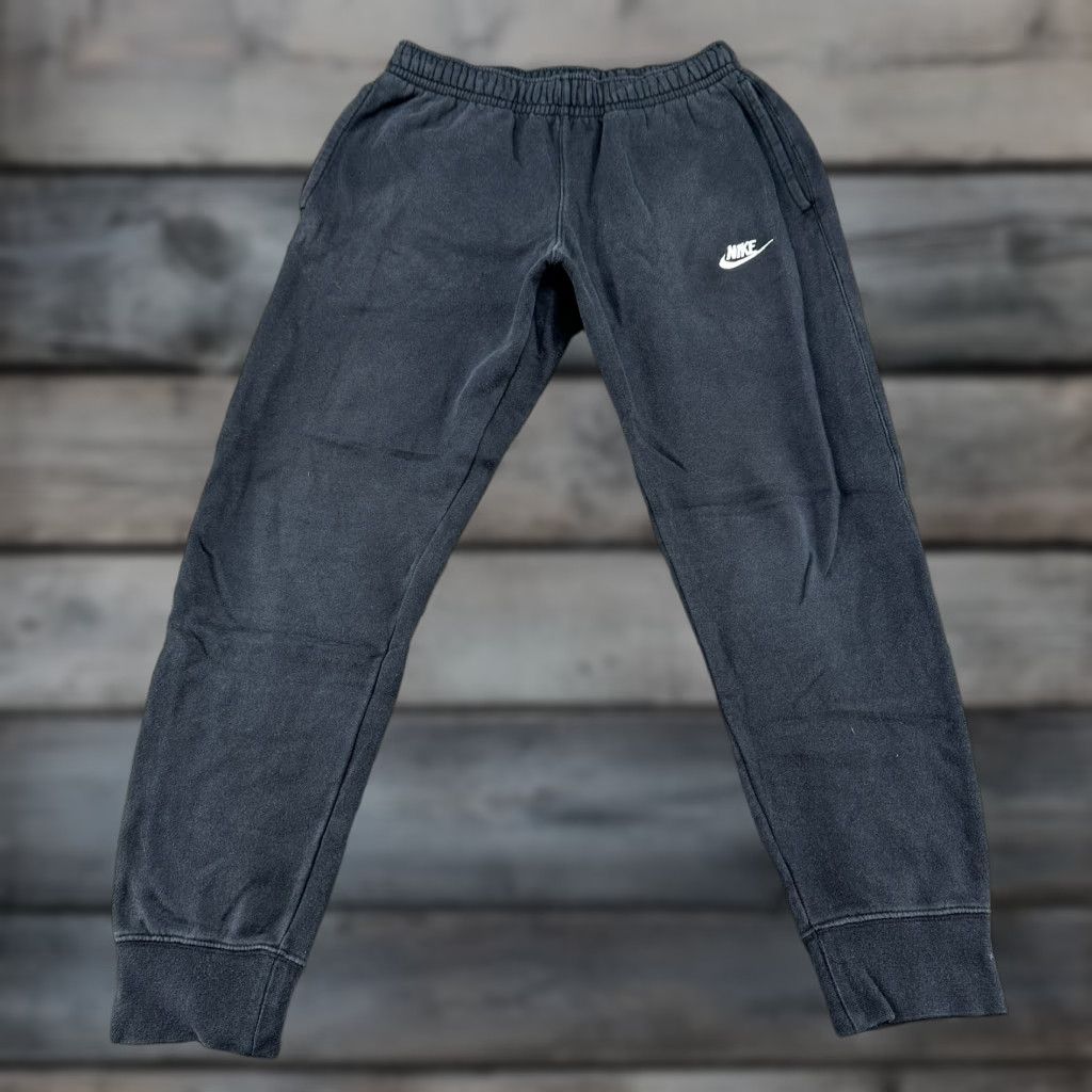 Nike Nike Pants Mens Small Black Jogger Fleece Cotton Club Swoosh Drawstring Regular Size US 29 - 1 Thumbnail