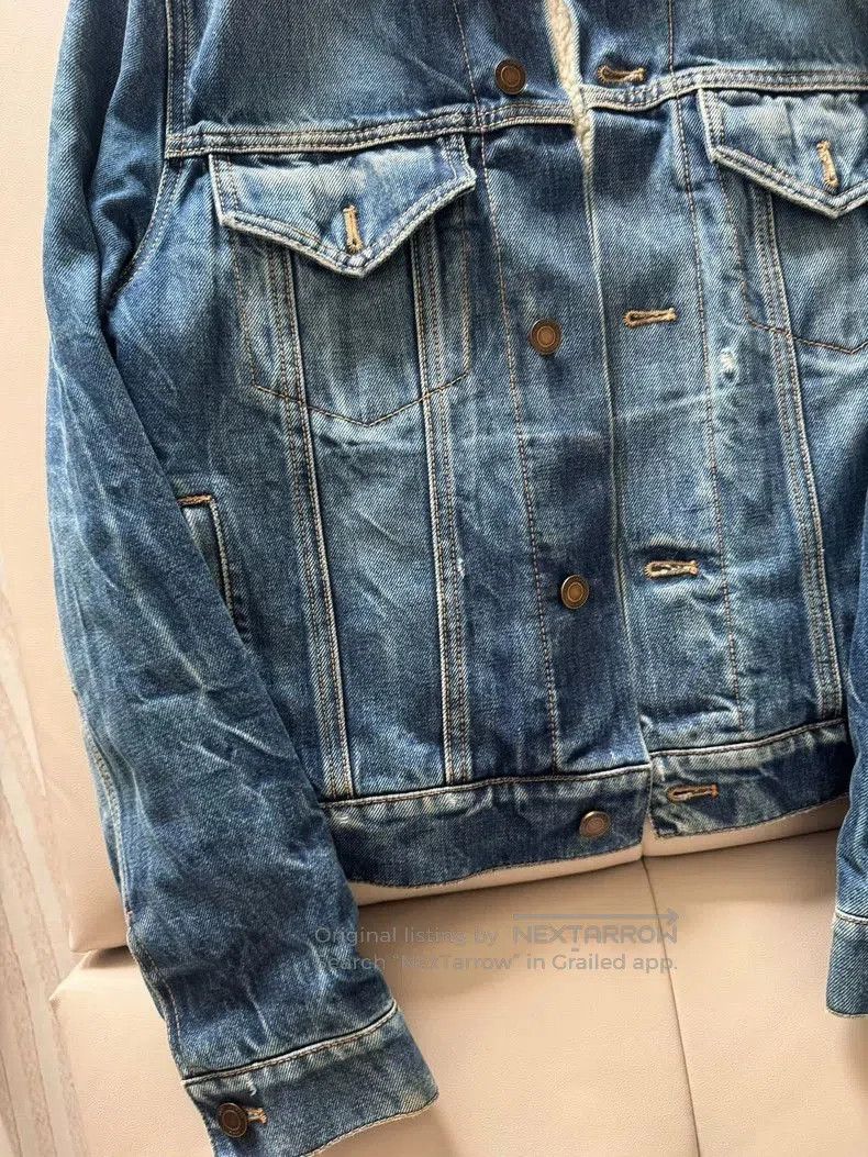 Saint Laurent Paris Saint Laurent Shearling Collar Denim Jacket. Size US S / EU 44-46 / 1 - 2 Thumbnail