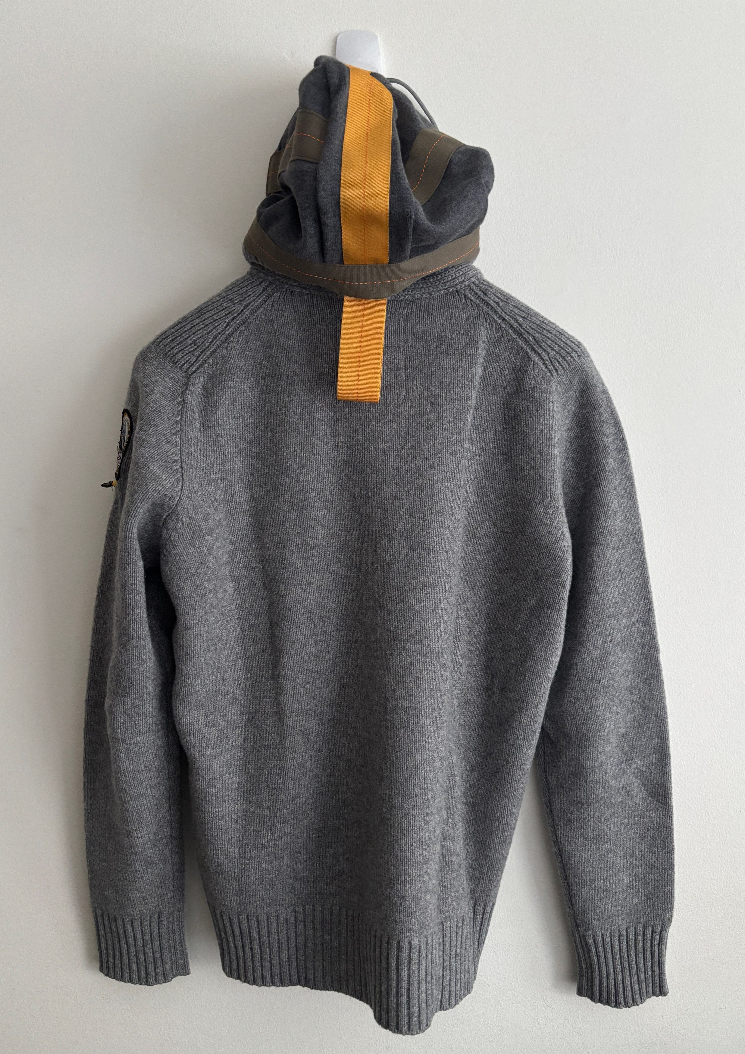 Parajumpers $875 Grey Knit Wool Zip Hood Cardigan Sweater Raglan Sleeve Size US L / EU 52-54 / 3 - 8 Thumbnail