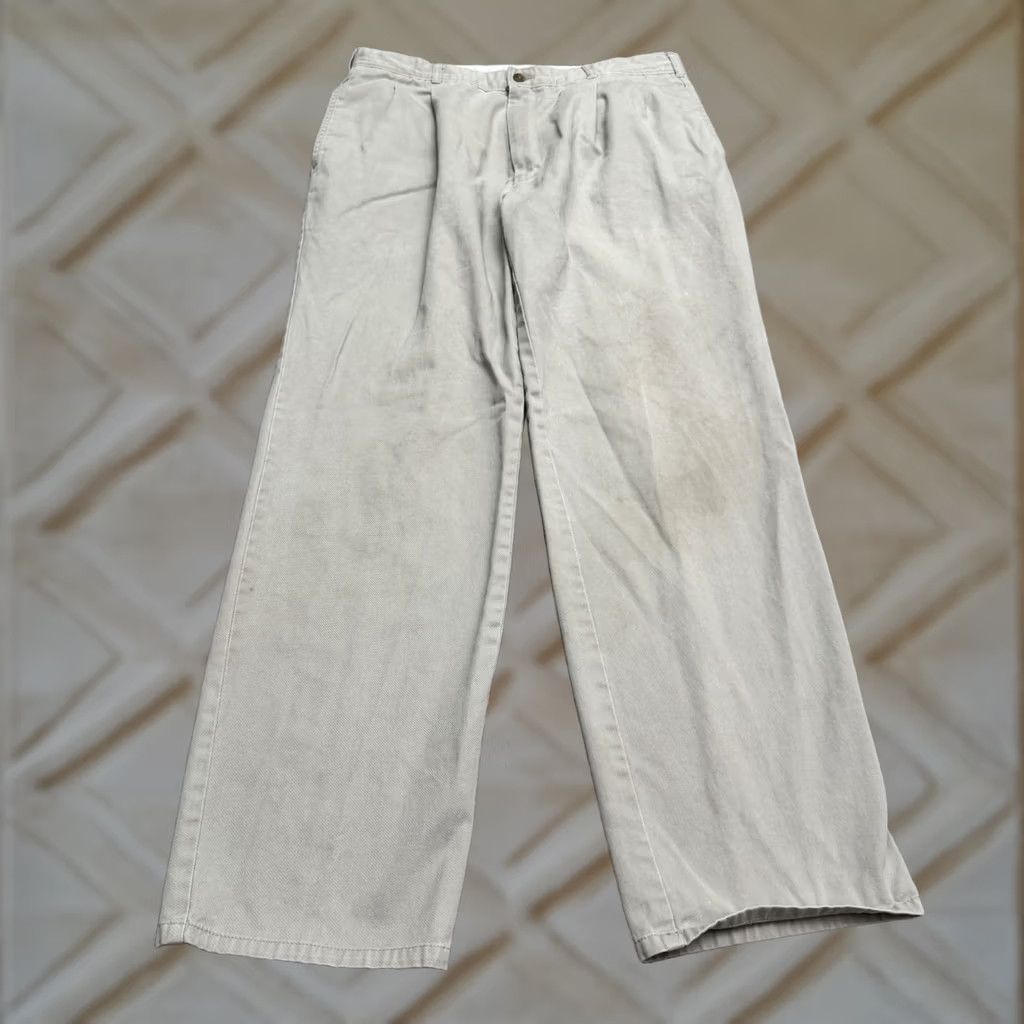 Gant VINTAGE Gant Chino Pants Mens 33 Gray Pleated Front Straight Leg Twill Size US 33 - 1 Thumbnail