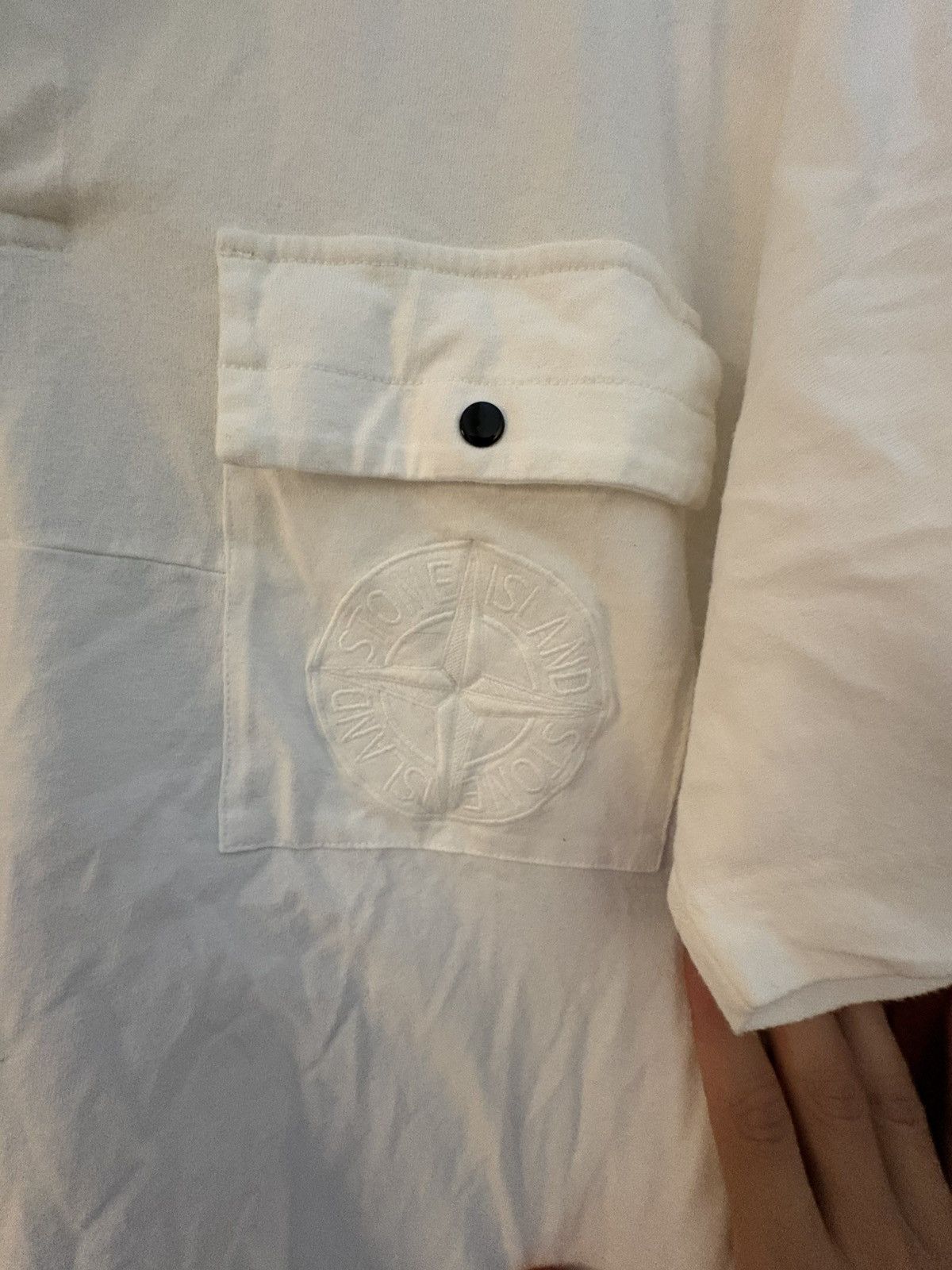 Porter × Stone Island Stone Island White Collared Tee Small – Big Logo Shirt Rare Size US S / EU 44-46 / 1 - 6 Thumbnail