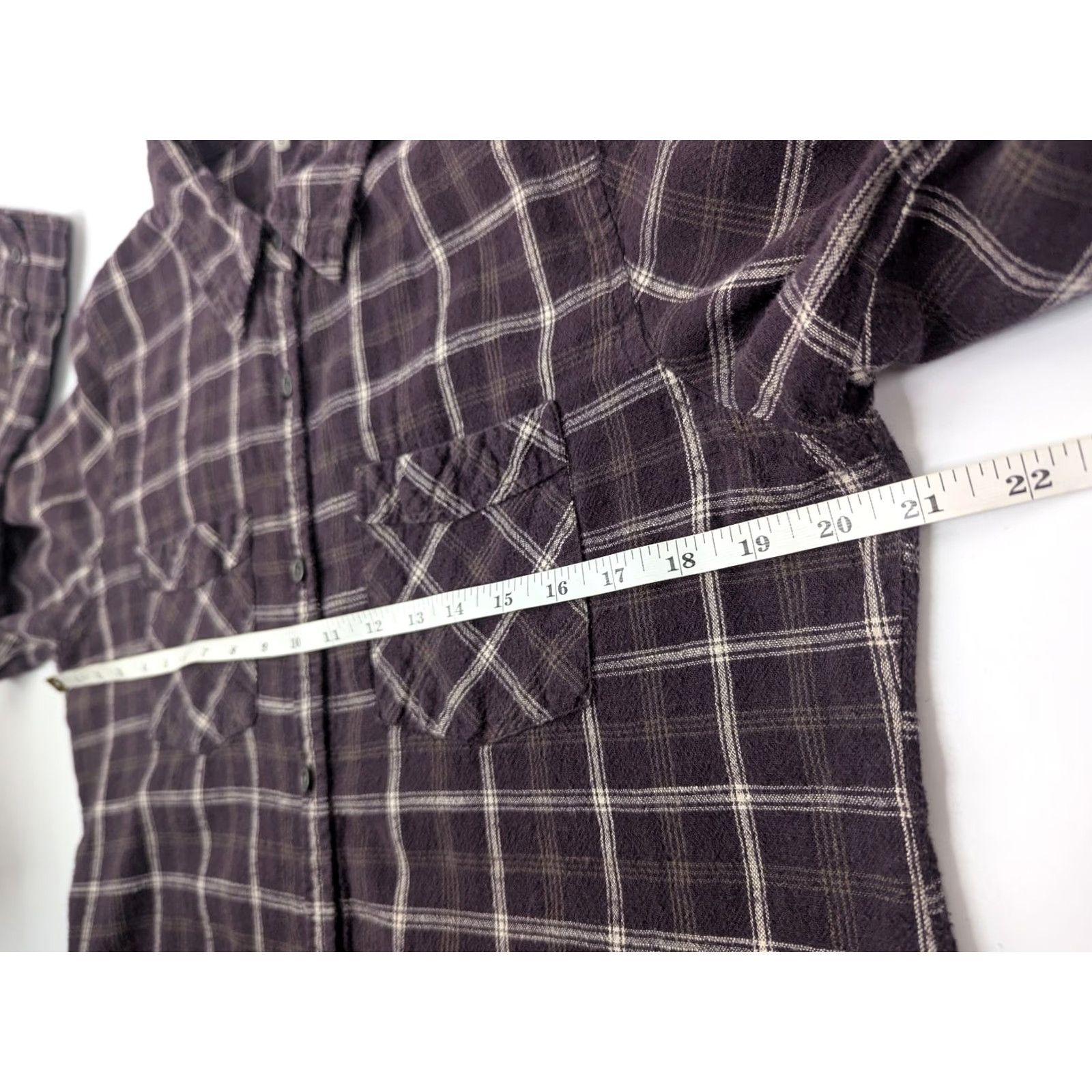 BKE BKE Button-Up Shirt Burgundy Brown Plaid Long Sleeve Women’s Size L/XL Knit 100% Cotton Casual Fall Spring Summer Winter Size L / US 10 / IT 46 - 6 Thumbnail
