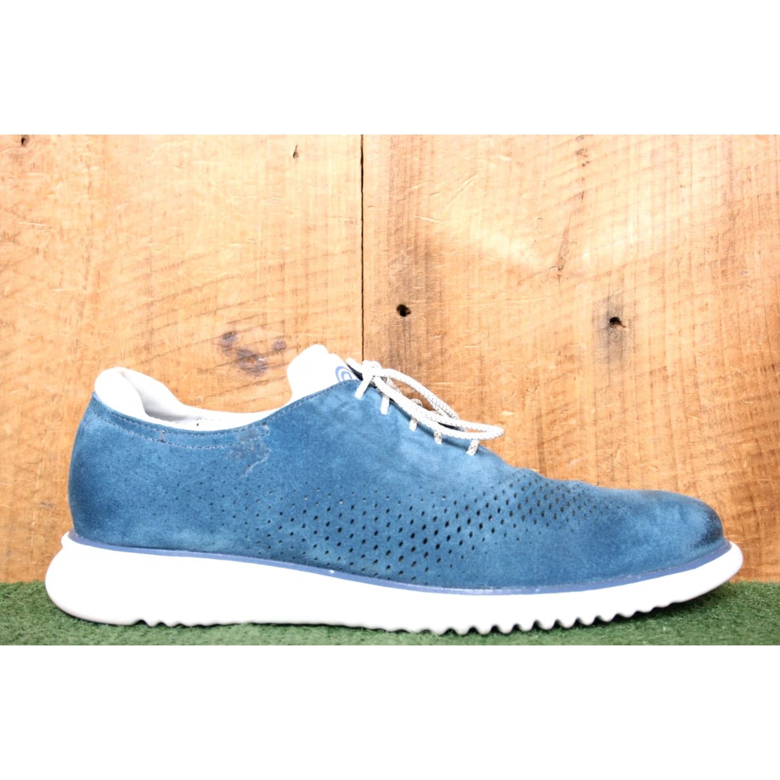 Cole Haan COLE HAAN 2.Zerogrand Laser Moonlit Ocean Suede Wingtip Oxfords Sz. 10M Mens Casual Lace Up Blue Leather/Suede Wingtip Oxford Shoes Size US 10 / EU 43 - 2 Thumbnail