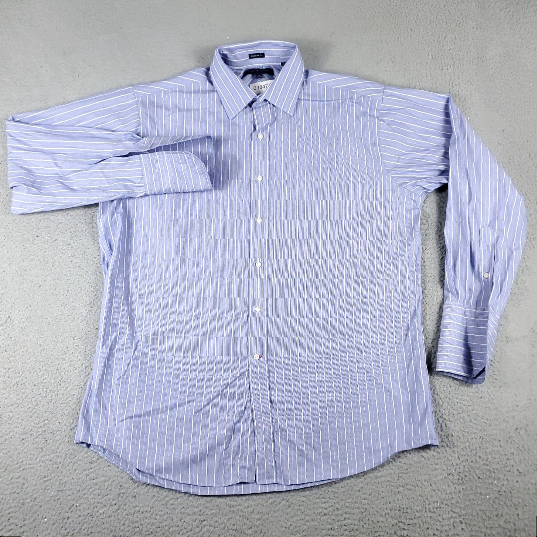 Tommy Hilfiger VINTAGE Tommy Hilfiger Shirt Mens 17 Blue Striped Dress Button Up Long Sleeve Adult Regular Size 17 Blue Modern Preppy Mens Size 46R - 2 Thumbnail