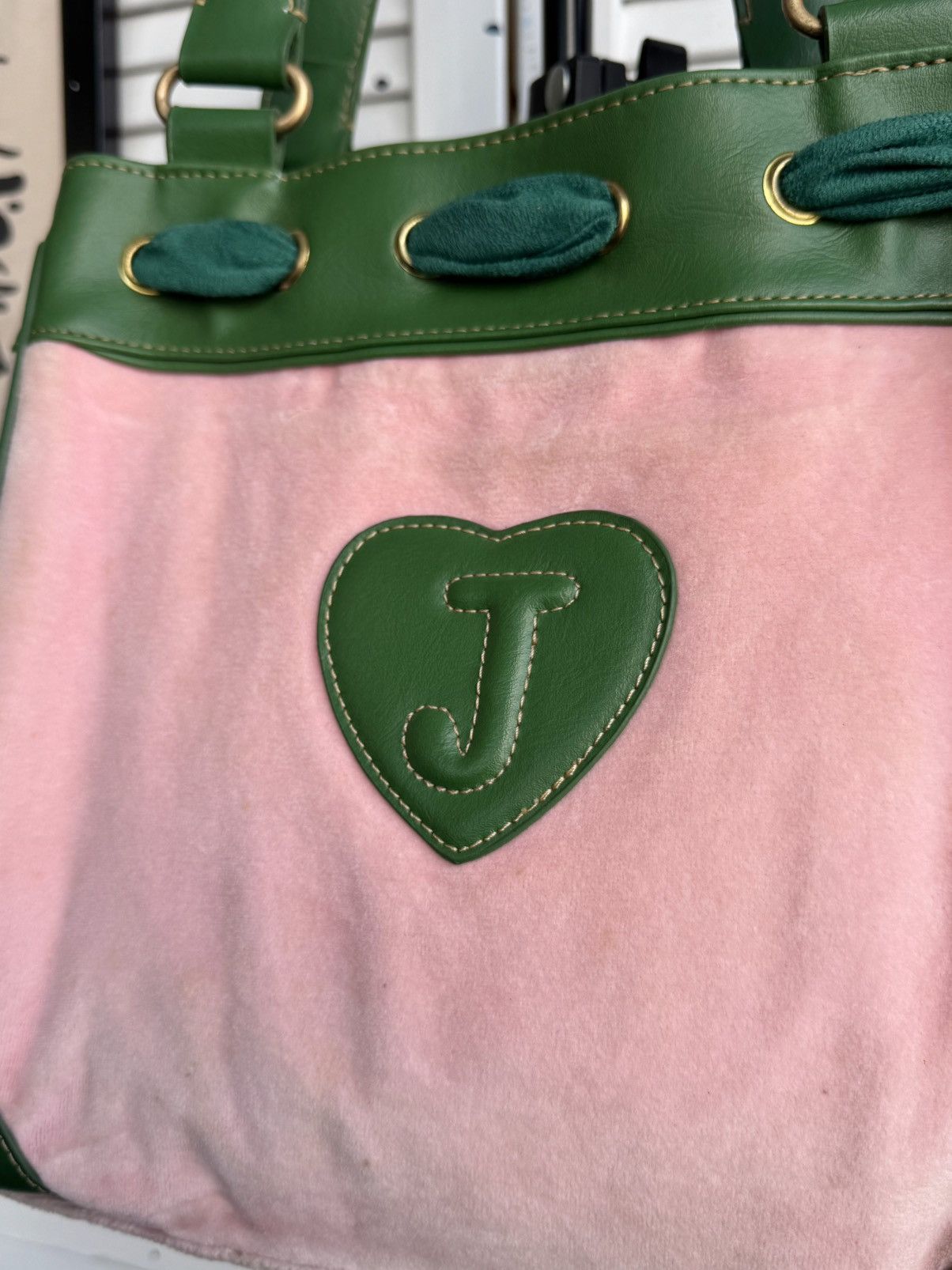 Juicy Couture Vintage Juicy Couture Daydreamer Velour Tote Bag Pink Green Size ONE SIZE - 14 Thumbnail