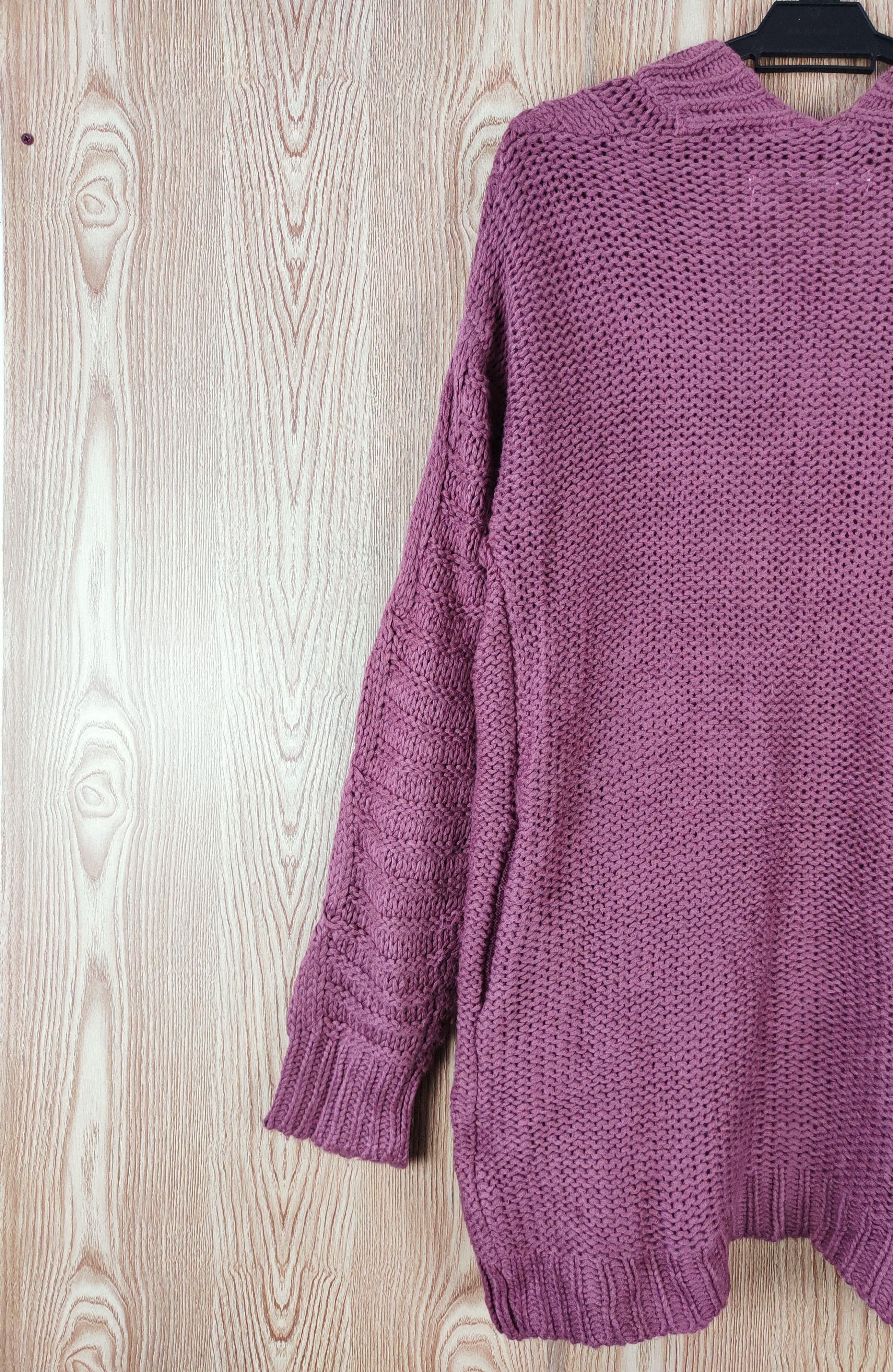 Japanese Brand Ray Cassin Favori Magenta cable Knitwear Cardigan #W313 Size L / US 10 / IT 46 - 8 Thumbnail
