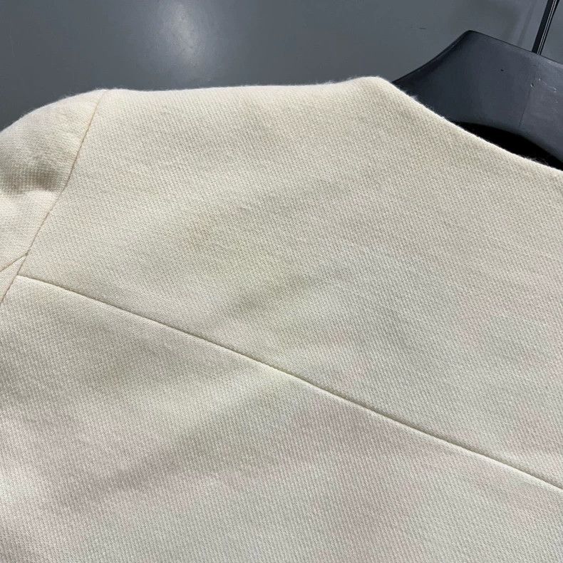 Prada Prada Size 38 Beige triangle logo jacket 2502-Nextarrow Size US XS / EU 42 / 0 - 4 Thumbnail
