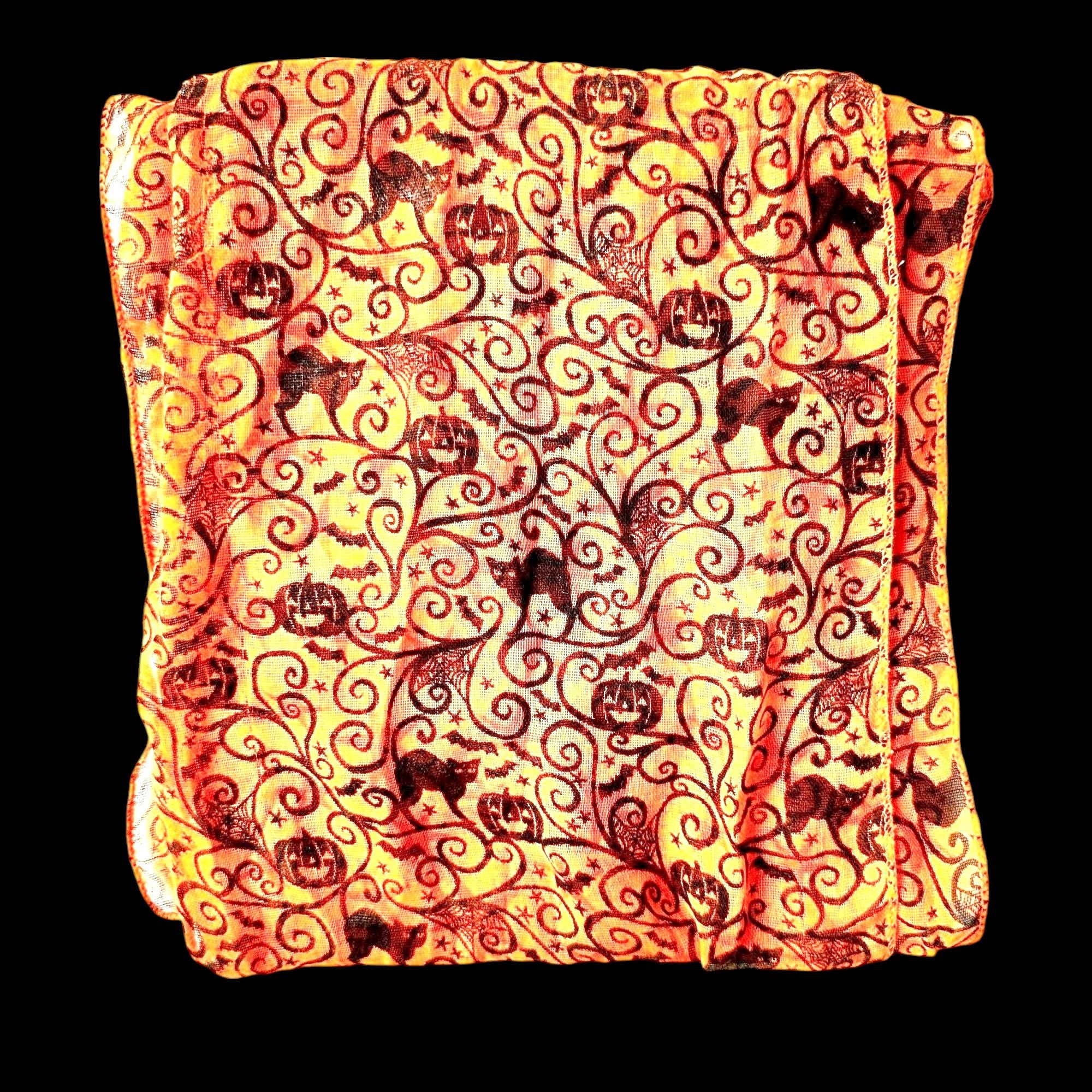 Vintage ViTG Halloween Neck Scarf Orange Black Cats Jack O Lantern B Size ONE SIZE - 10 Thumbnail