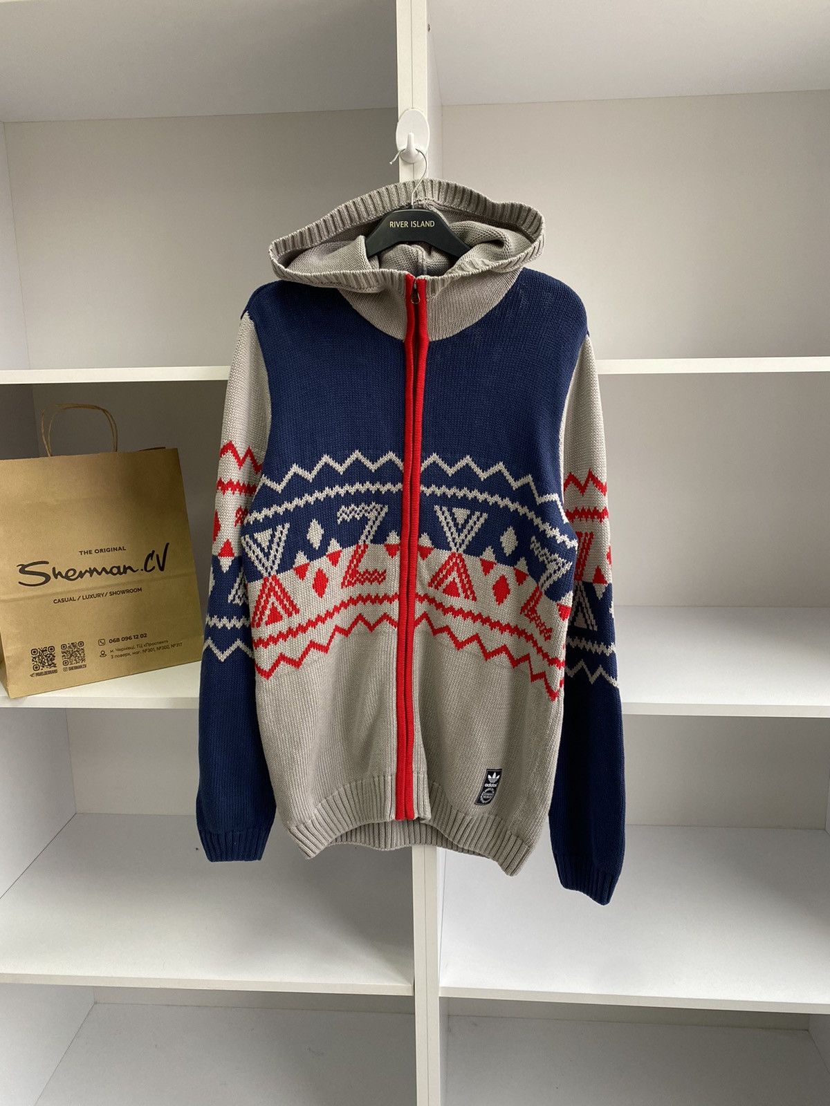 Adidas × Vintage Vintage Adidas Originals Knitted Zip Hoodie Size US L / EU 52-54 / 3 - 3 Thumbnail