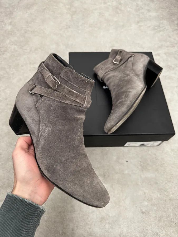 Saint Laurent Paris Saint Laurent Grey Suede Jodhpur Boots Size US 8 / EU 41 - 1 Thumbnail