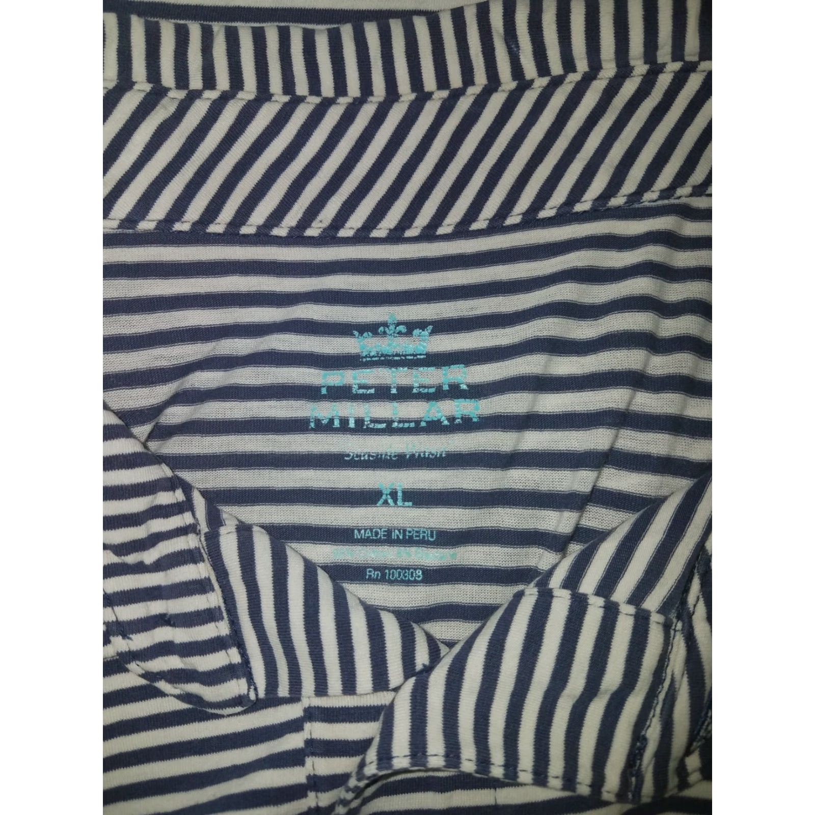 Peter Millar PETER MILLAR Polo Shirt Golf XL Men Blue White Striped Shirt Mens XL Blue/White Striped Golf Polo Size US XL / EU 56 / 4 - 6 Thumbnail