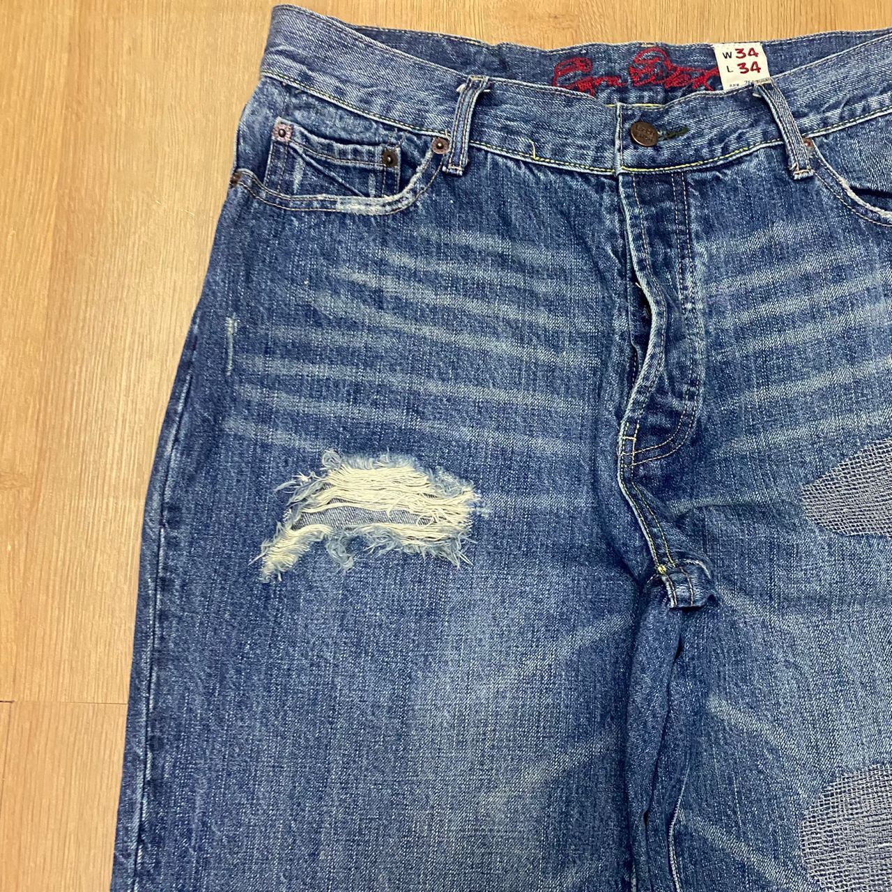 If Six Was Nine Vintage Ezy Distressed Denim Size US 34 / EU 50 - 14 Thumbnail