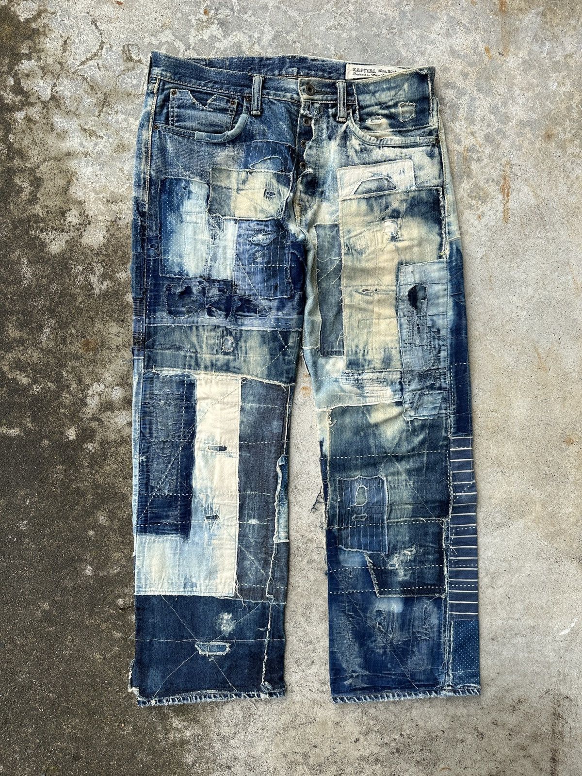 Pre-owned Kapital X Kapital Kountry Kountry Boro Psychadelic Patchwork Selvedge Travis Denim In Indigo