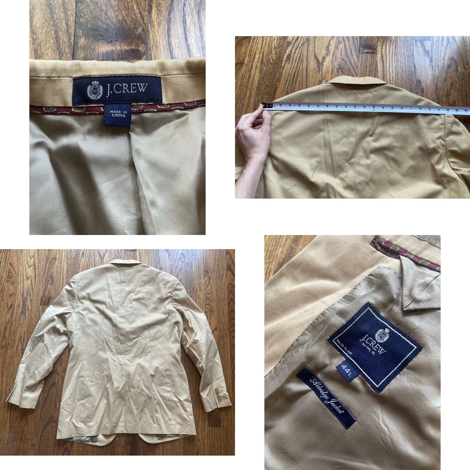 J.Crew J. Crew Blazer Mens 44L Tan 3 Button Notch Lapel Single-Breasted Cotton Beige 2 Piece Classic Jacket Coat Long Size 44R - 8 Thumbnail