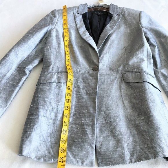 Rag & Bone Rag & Bone Silk Dupioni Peak-Lapel Boyfriend Silver Black Me Size M / US 6-8 / IT 42-44 - 9 Thumbnail