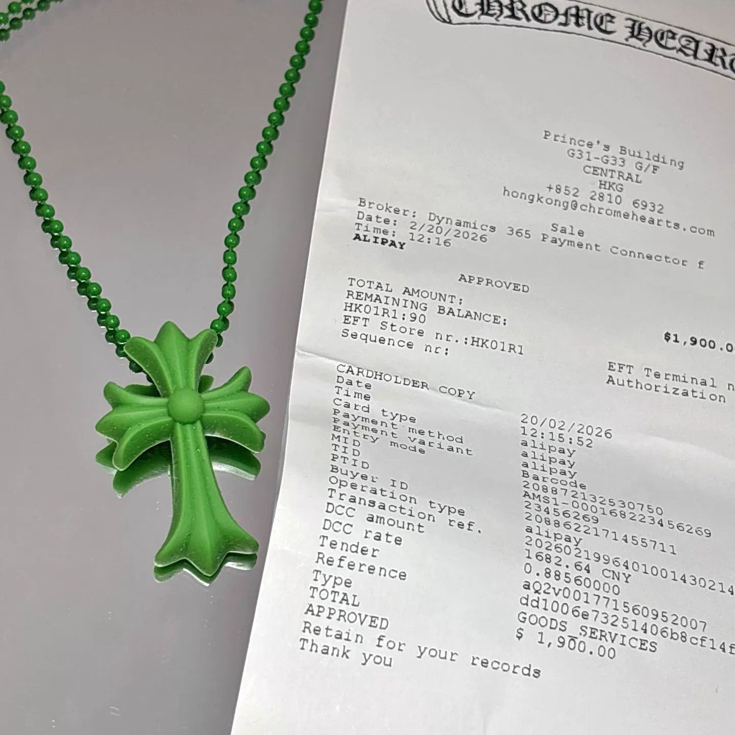 Chrome Hearts Chrome Hearts Green Resin Cross Necklace Size ONE SIZE - 9 Thumbnail