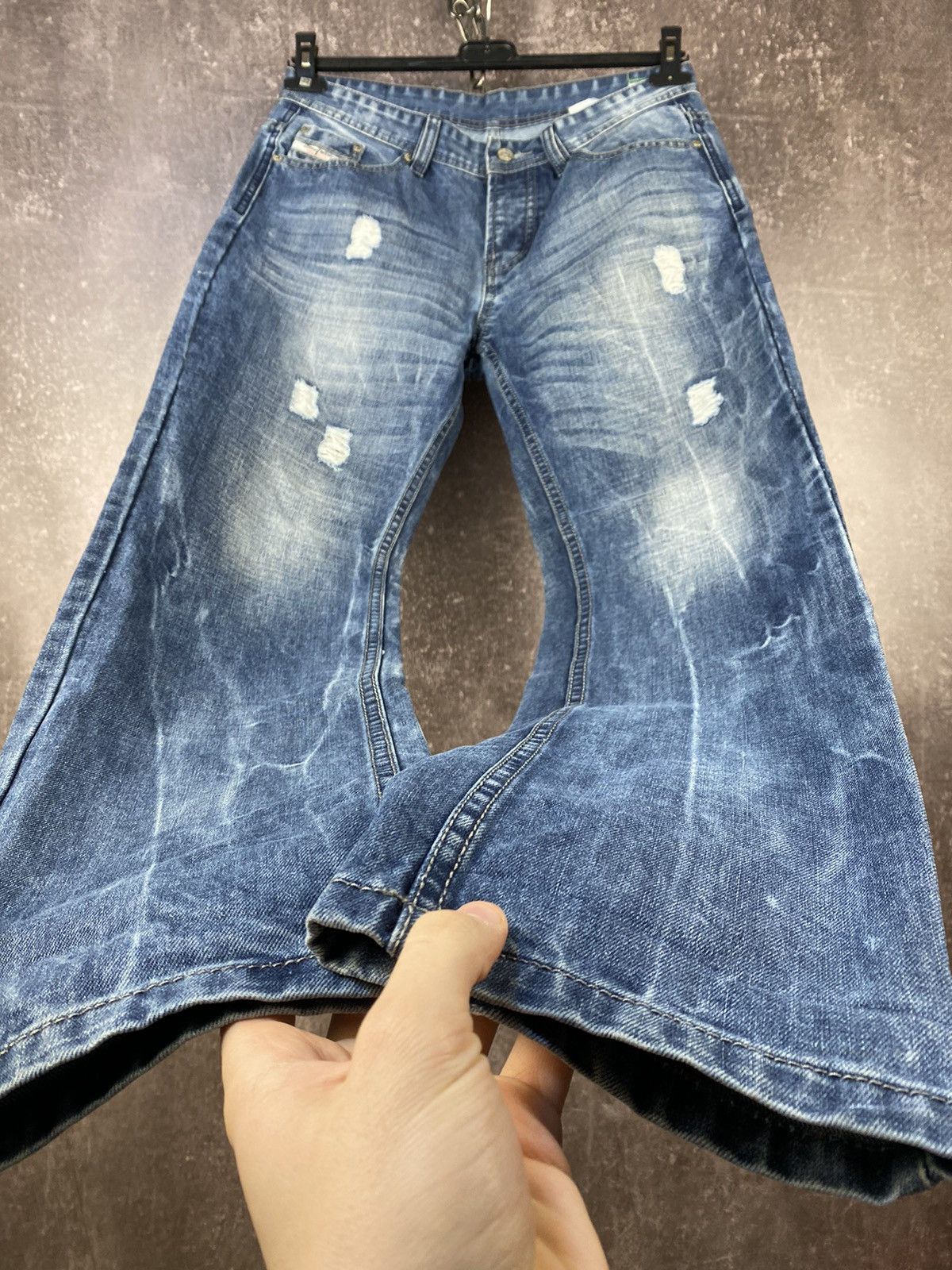 Adidas Vintage Diesel x Adidas Jeans Dirty Pants Faded Denim Y2K Size US 33 - 3 Thumbnail