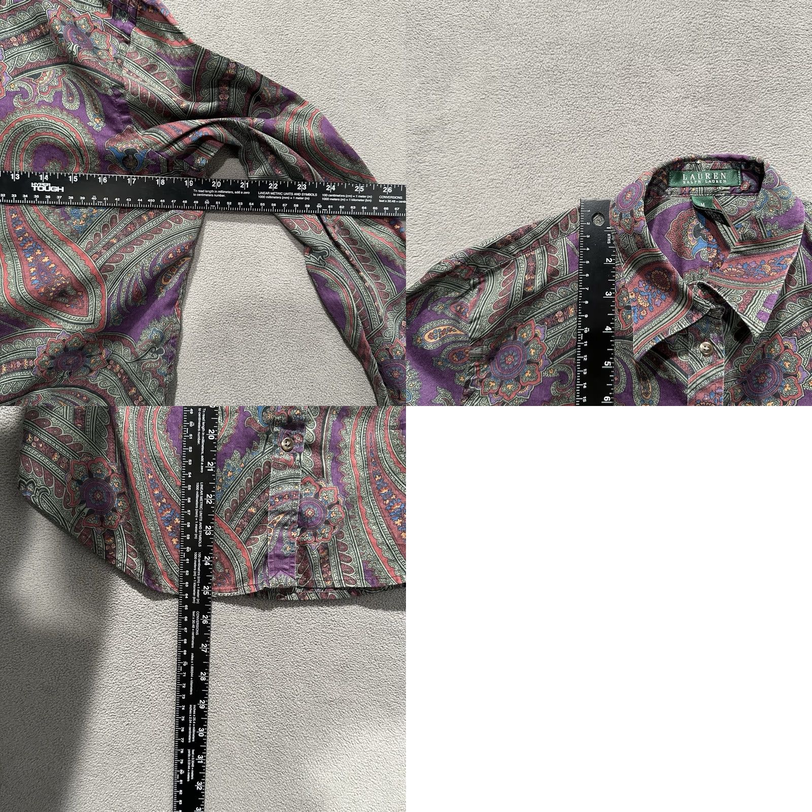 Ralph Lauren Lauren Ralph Lauren Shirt Womens Medium Purple Paisley Print Button Up Geometric Size M / US 6-8 / IT 42-44 - 8 Thumbnail