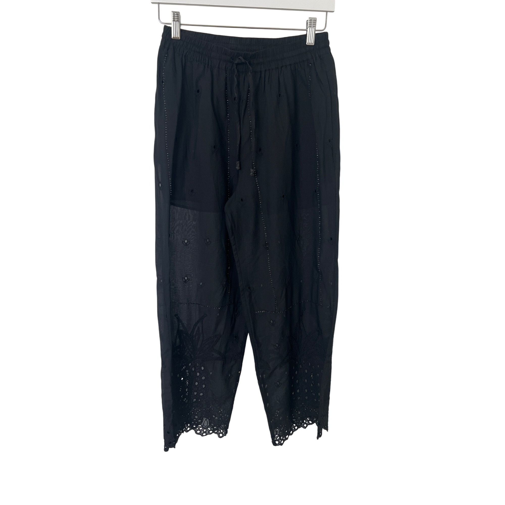Zara Zara Black Openwork Embroidered Pants With Beaded Detail Size 27" / US 4 / IT 40 - 2 Thumbnail