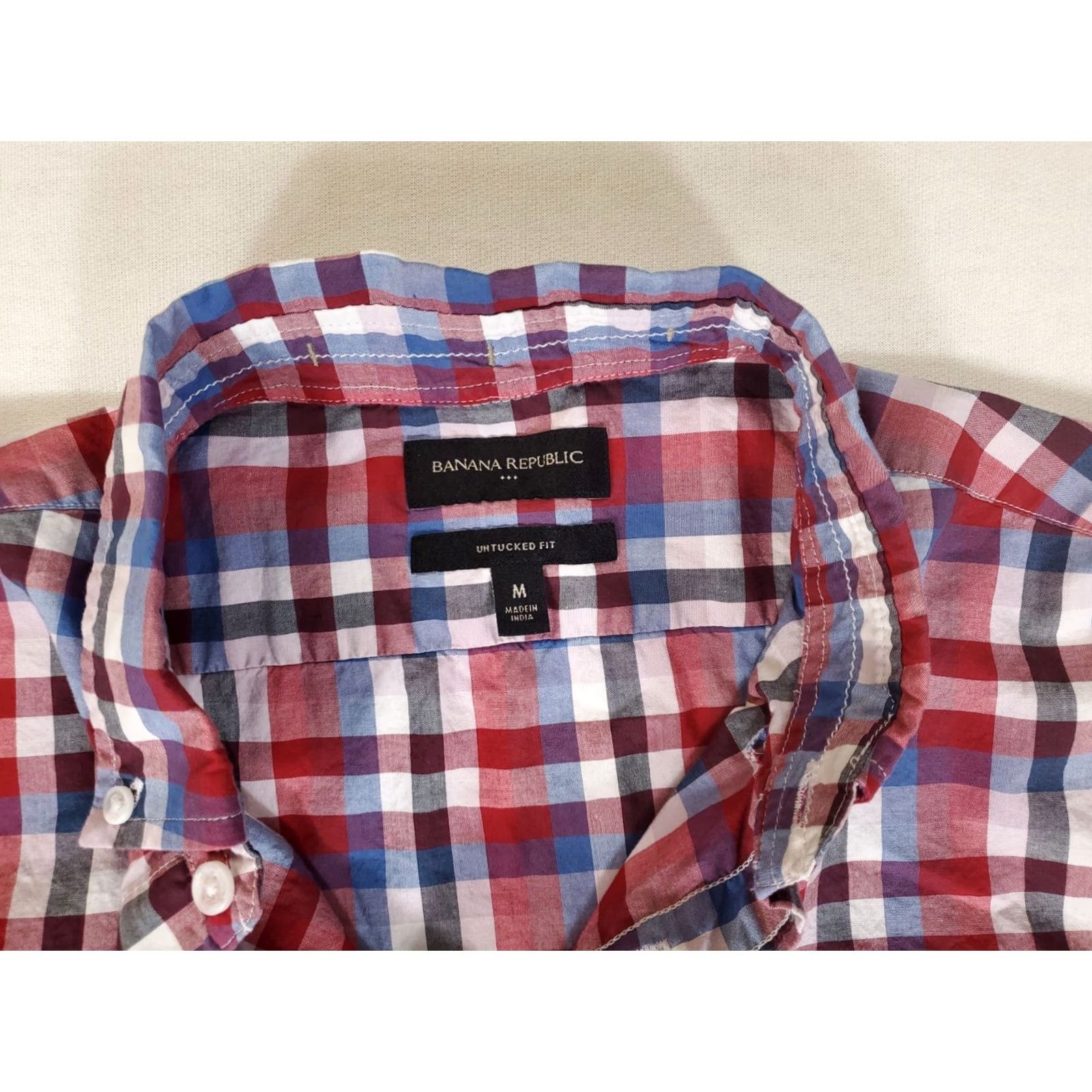Banana Republic Banana Republic Button-Up Shirt Mens M Untucked Fit Plaid Check Long Sleeve Multicolor Shirt Size US M / EU 48-50 / 2 - 2 Thumbnail