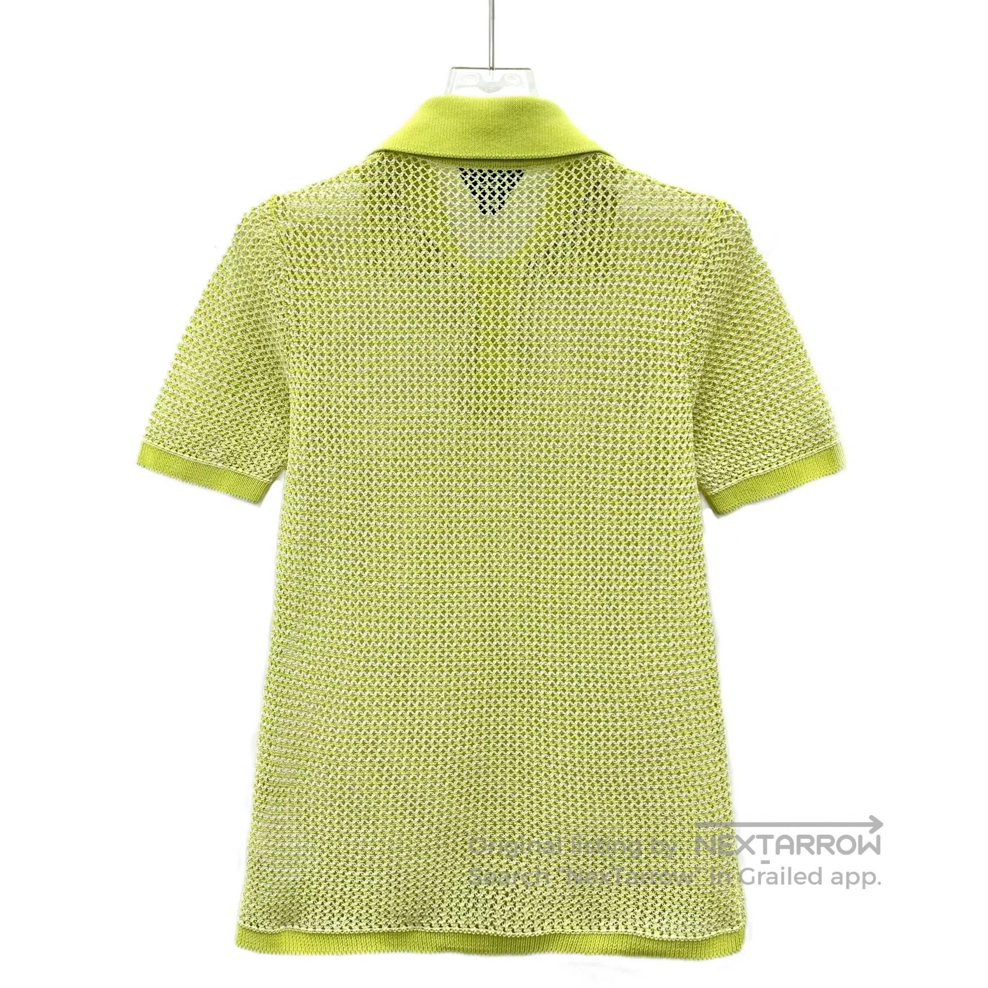 Bottega Veneta Bottega Veneta Yellow Net Knit Cotton Collar Short Sleeve Size S / US 4 / IT 40 - 2 Thumbnail