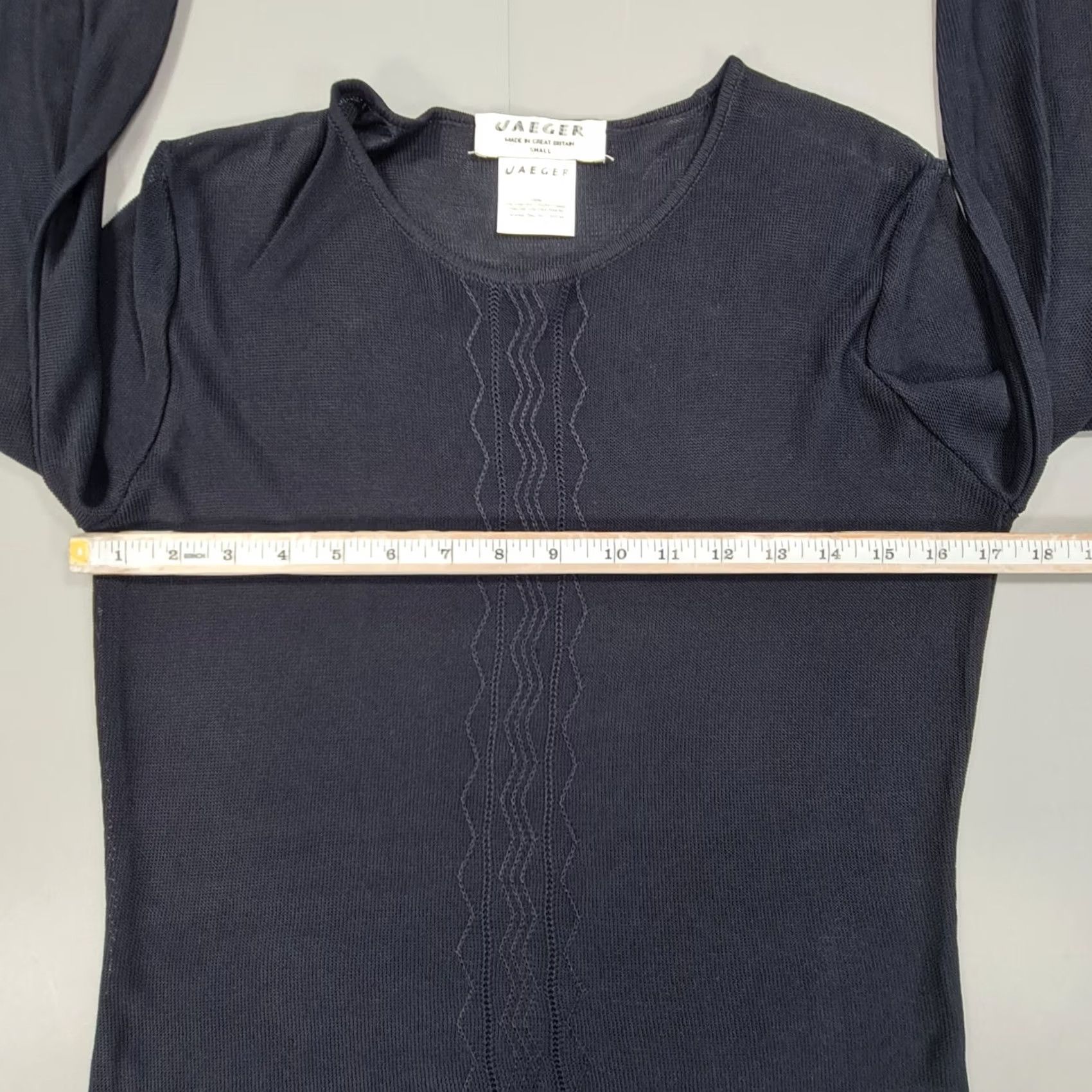 Jaeger Jaeger Jumper Navy Blue Small Womens Crew Neck Long Sleeve Lightweight Pullover Knitted Knit Breathable Casual Autumn Winter Pullover Size S / US 4 / IT 40 - 4 Thumbnail