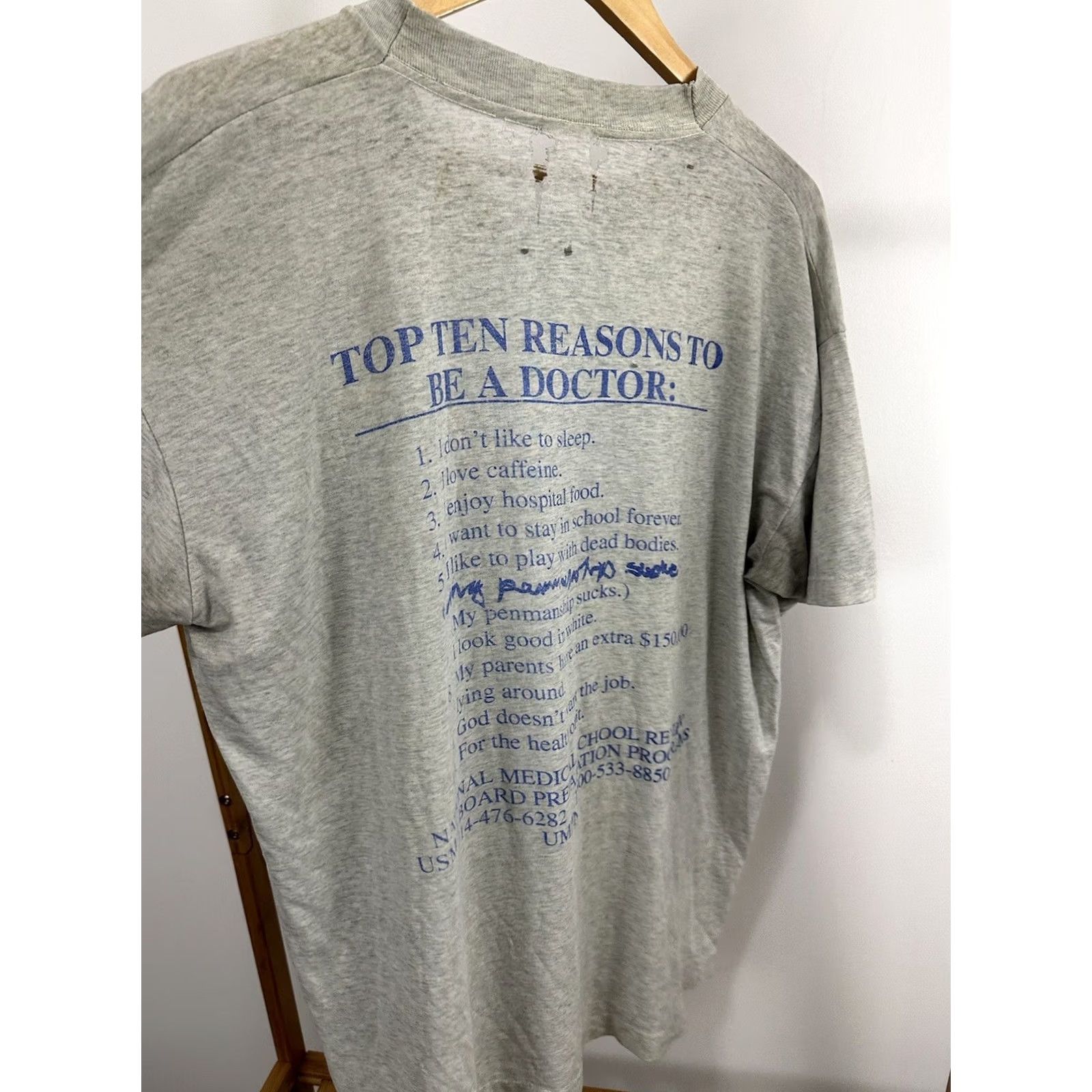 Reason VINTAGE 90s Top 10 Reasons To Be A Doctor T-Shirt XL Gray WIP Burnout Paper Thin Mens Size US XL / EU 56 / 4 - 4 Thumbnail