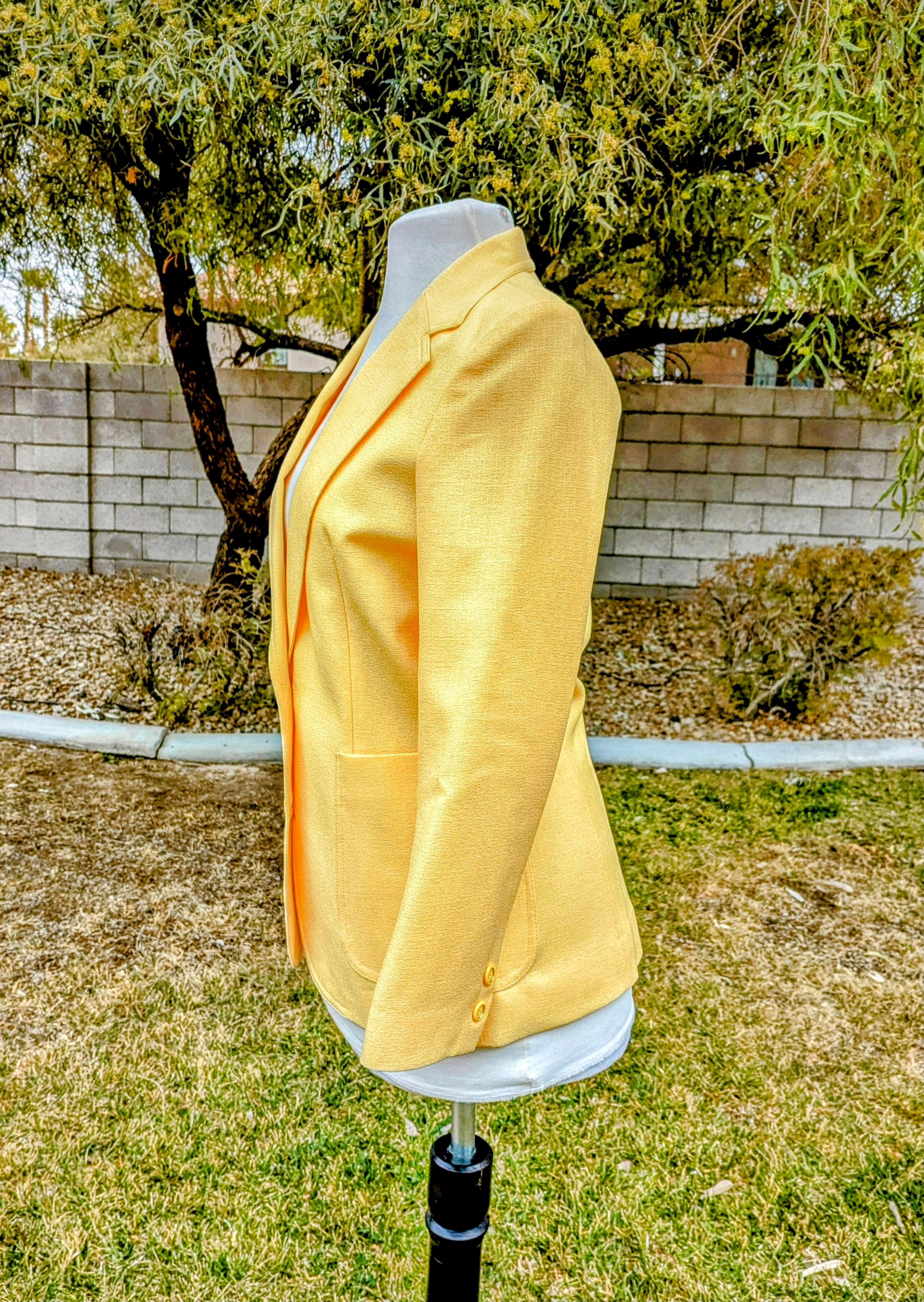 Vintage Ohkura Tokyo Femina 1980s Japanese Yellow Blazer Suit Jacket Size S / US 4 / IT 40 - 4 Thumbnail