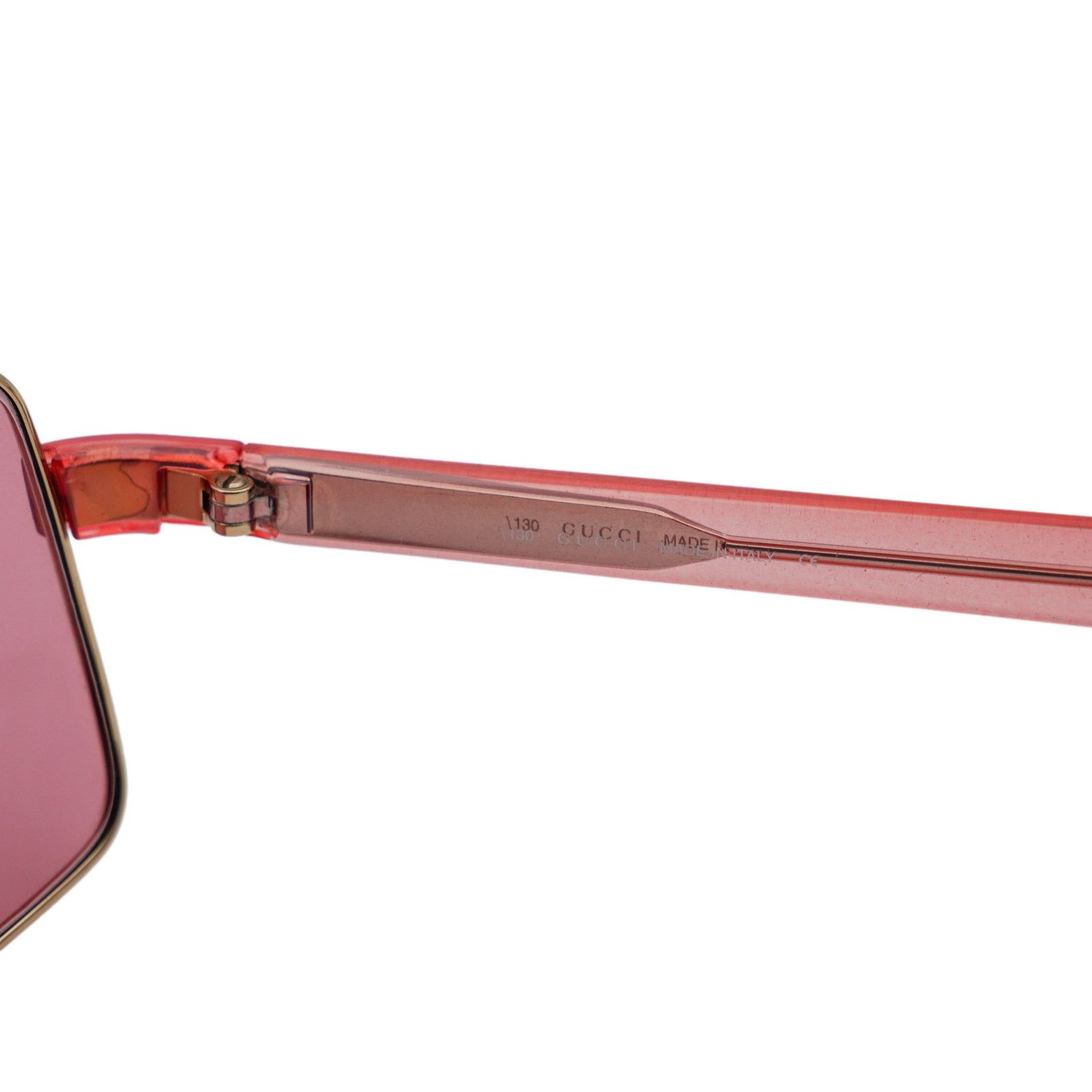 Gucci Vintage Gucci GG 1378 Gold Pink Logo Rectangular Sunglasses Size ONE SIZE - 7 Thumbnail