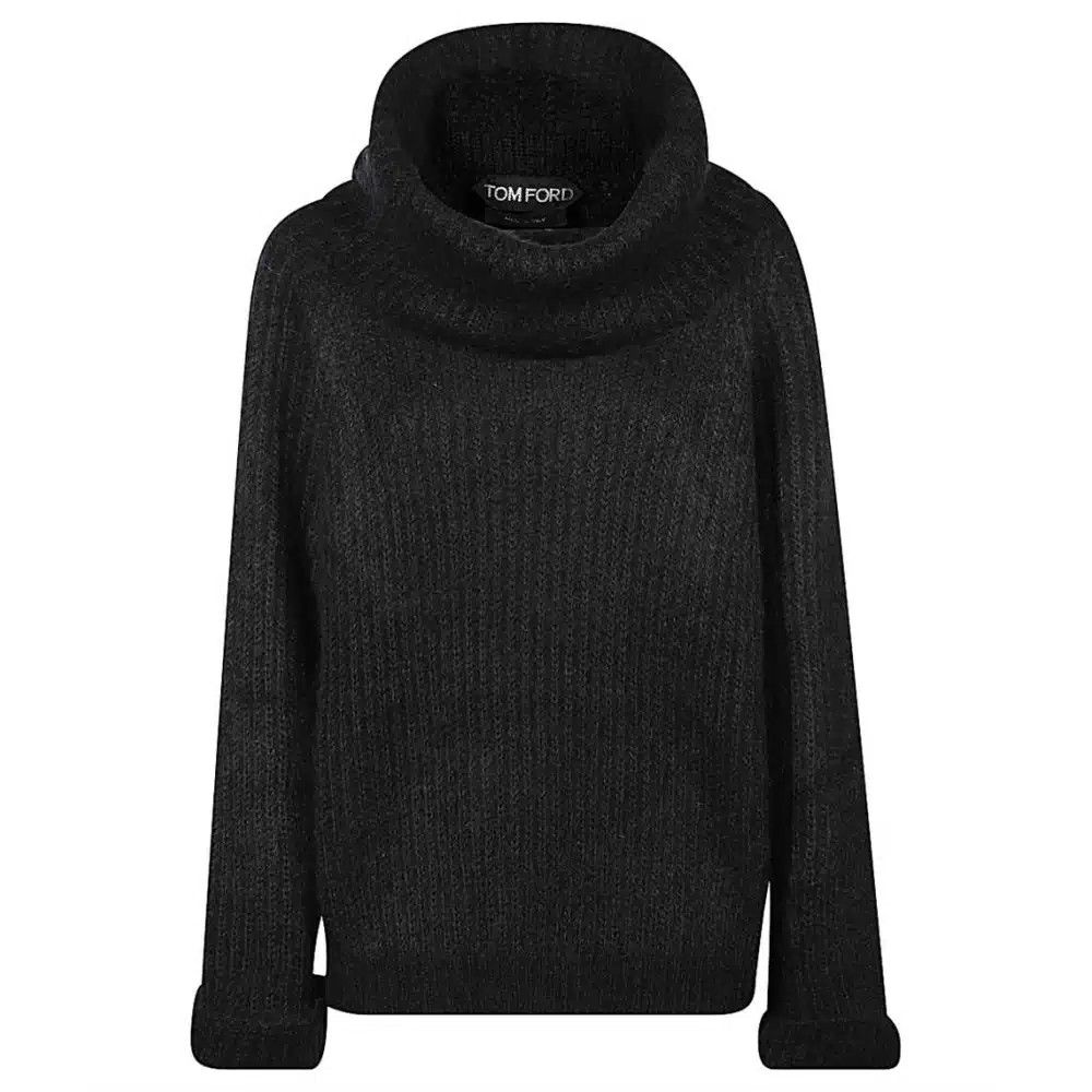o1loc1c1224 MAK1025 Hi-neck collar Sweater in Black