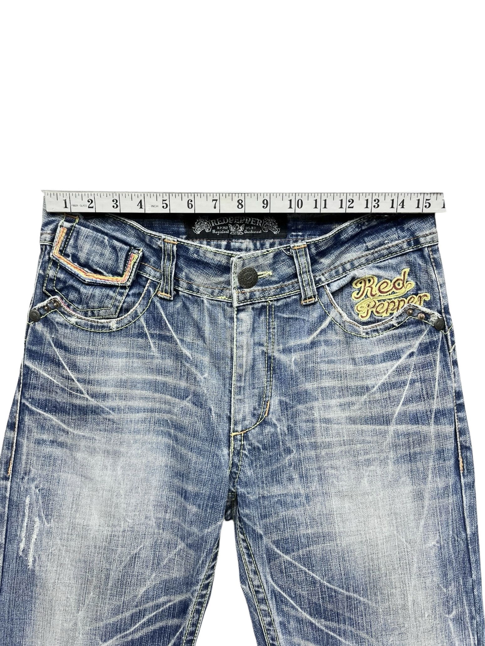 Le Grande Bleu (L.G.B.) RED PEPPER x OZZFIRST Embroidery Navajo Tomahawk Flare Denim Size US 30 / EU 46 - 13 Thumbnail