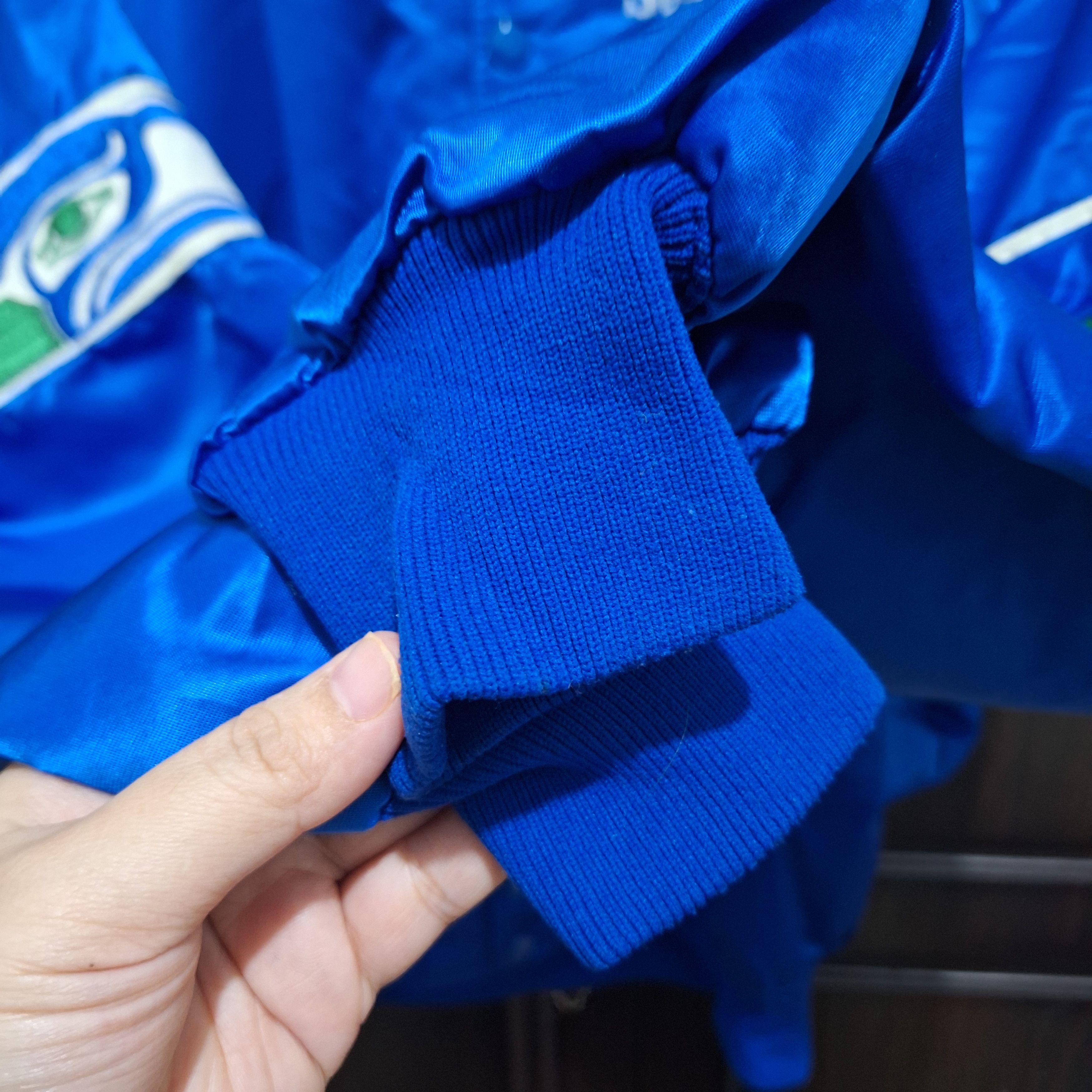 Starter Vintage 1990s Starter Seattle Seahawks Satin Bomber Jacket Size US L / EU 52-54 / 3 - 8 Thumbnail