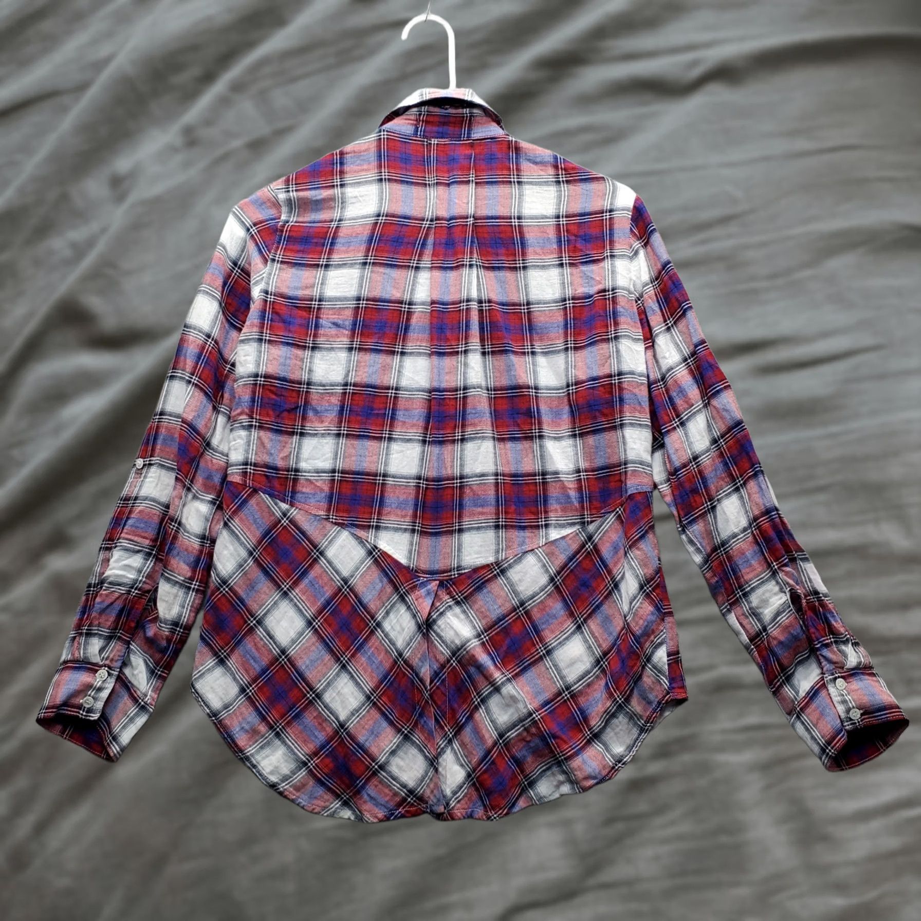 Sam Edelman Sam Edelman Western Shirt Womens XS Multi Plaid Roll Tab Sleeve Collar Button-Up Size XS / US 0-2 / IT 36-38 - 1 Thumbnail