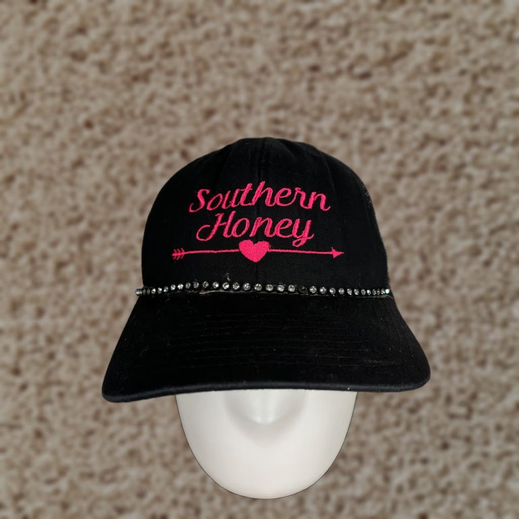 Vintage Southern Honey Hat Cap Snap Back Trucker Bling Nylon Blend One Size Black Womens Size ONE SIZE - 1 Thumbnail