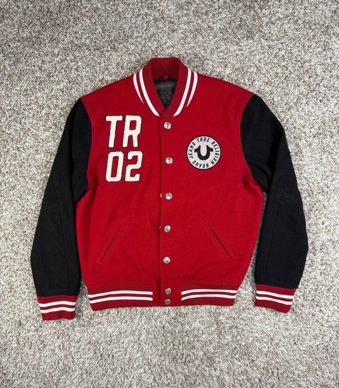 True Religion Vintage True Religion Snap Front Red Varsity Jacket Size US M / EU 48-50 / 2 - 2 Thumbnail