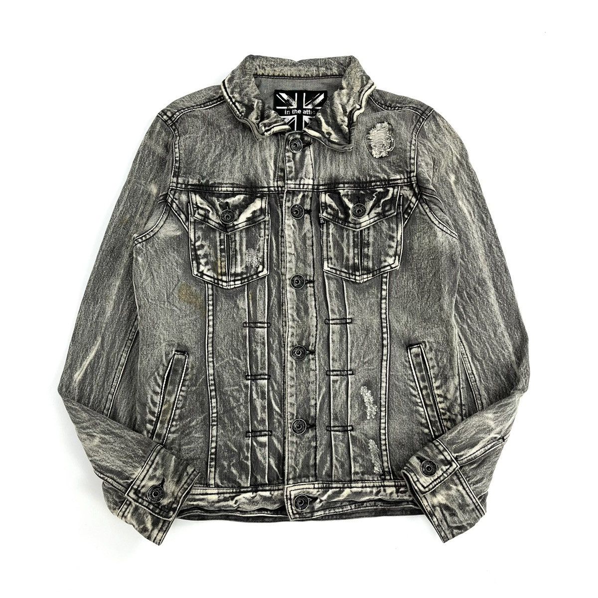 2000s In the Attic Punk Lgb Goa Distressed Denim Jacket