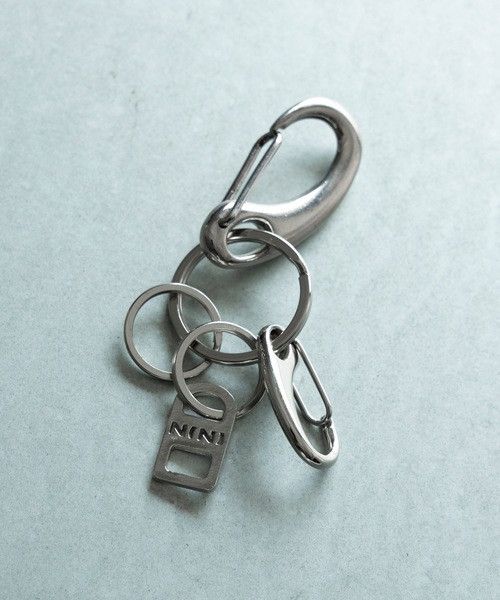 Pre-owned Number N Ine Number Nine Plate Hole Logo Keychain Carabiner In Silver