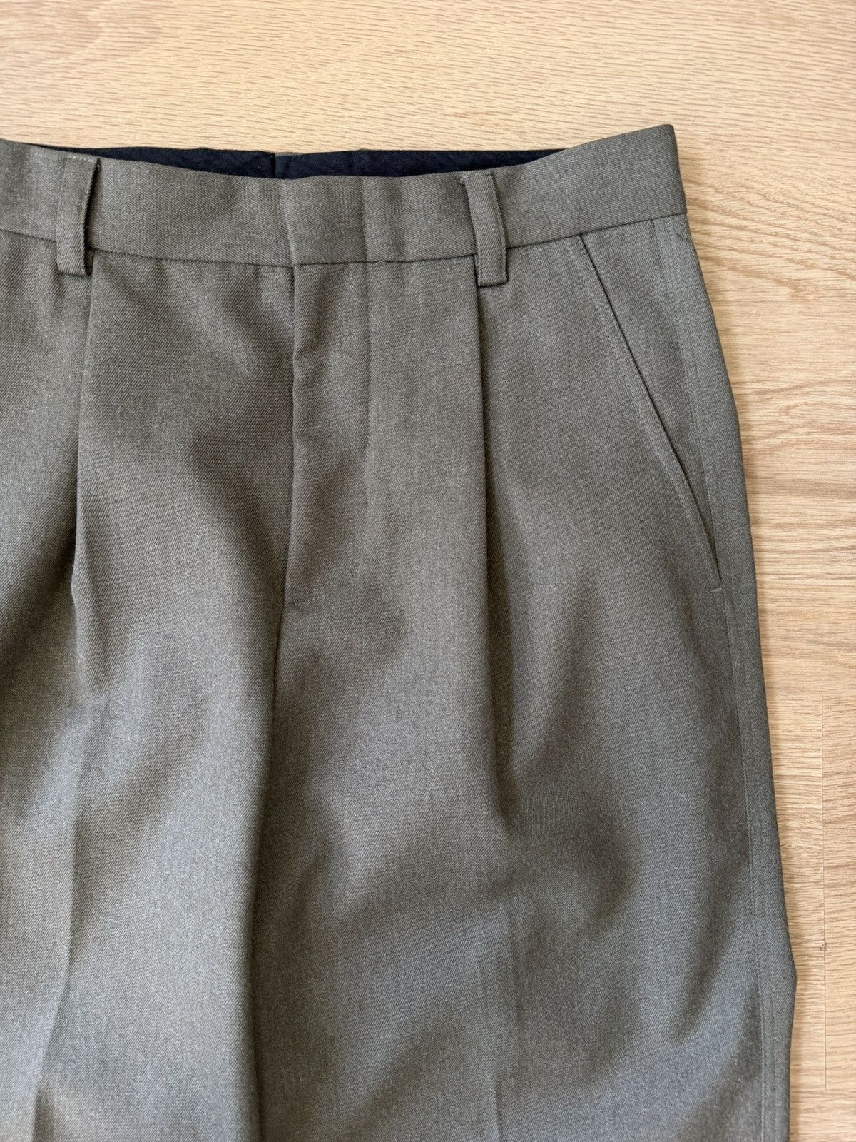 Another Aspect Pants 1.0 Bottle Green Wool Twill Wide Leg Pleated Size US 30 / EU 46 - 3 Thumbnail