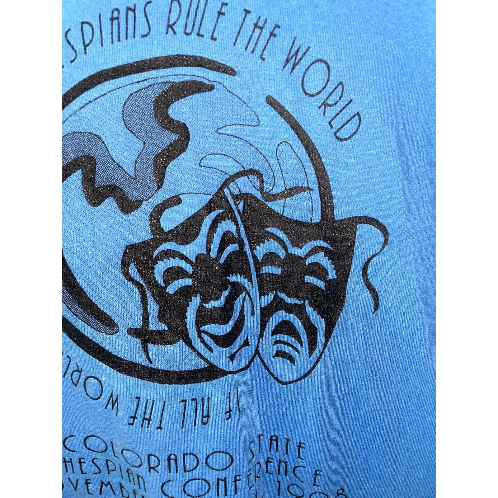 Fruit Of The Loom Vintage Thespian Shirt Rule World Art Tee Mask 1998 90s XL Size US XL / EU 56 / 4 - 2 Thumbnail