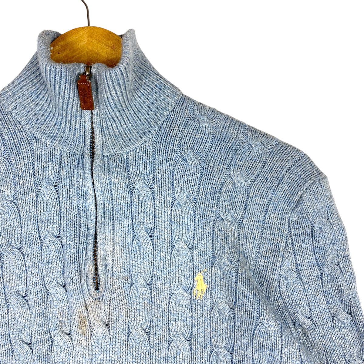 Polo Ralph Lauren × Vintage 💥 VTG POLO RALPH LAUREN CABLE KNIT HALFZIP Size US XS / EU 42 / 0 - 5 Thumbnail