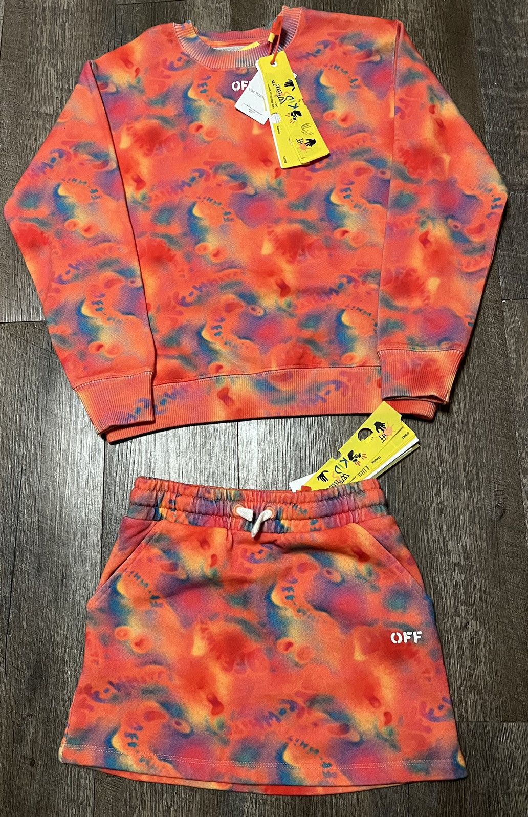 Off-White Kids Virgil Abloh Tie Dye Sweater Skirt Size 8