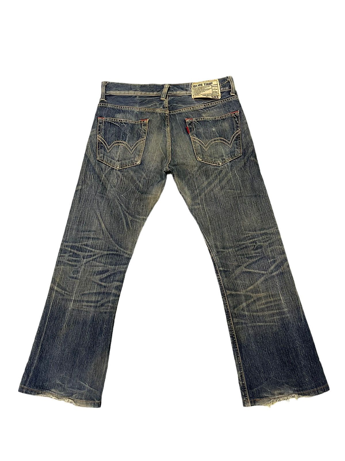 Edwin Flare Jeans Edwin Japan Faded Distress Boot Cut 8🟦0 Size US 35 - 10 Thumbnail