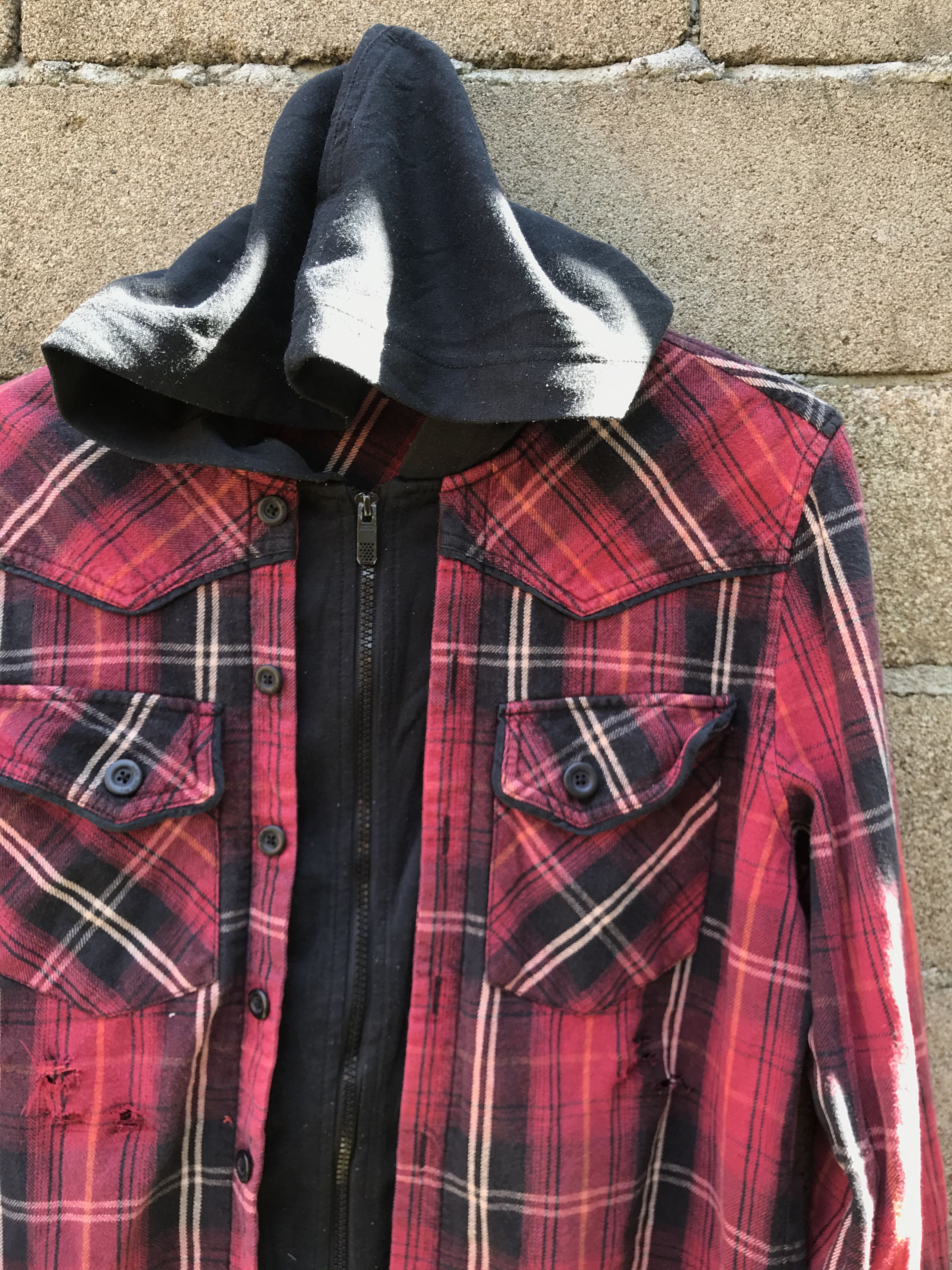 Beauty Beast Vintage tbjeans flanel double layers destroyed hoodie Size US M / EU 48-50 / 2 - 2 Thumbnail