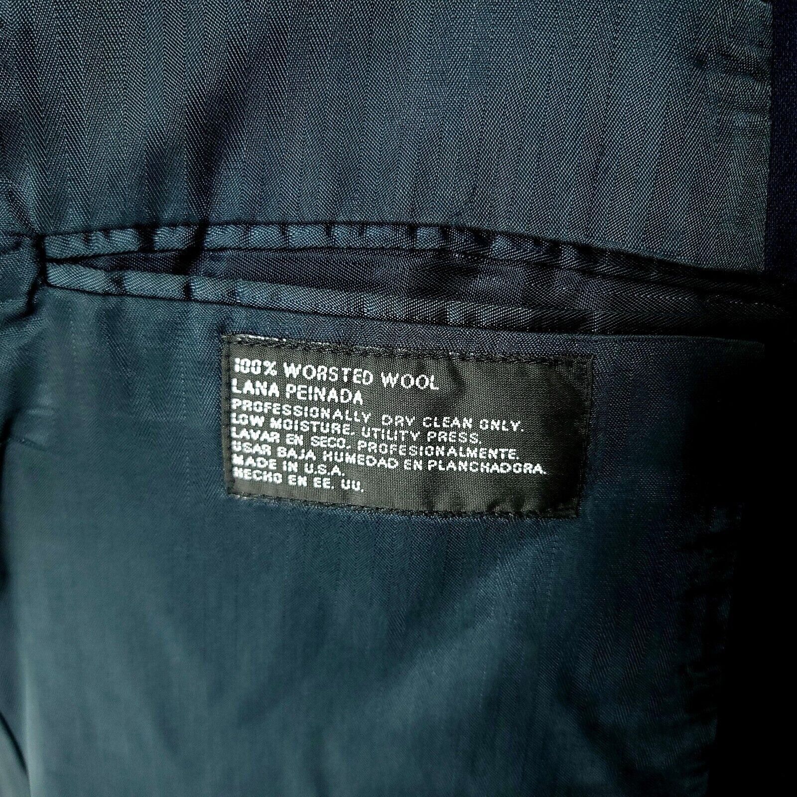 Stafford DAMAGED Stafford Worsted Wool 2 Gold Button Blazer 44L Blue Size 44L - 10 Thumbnail